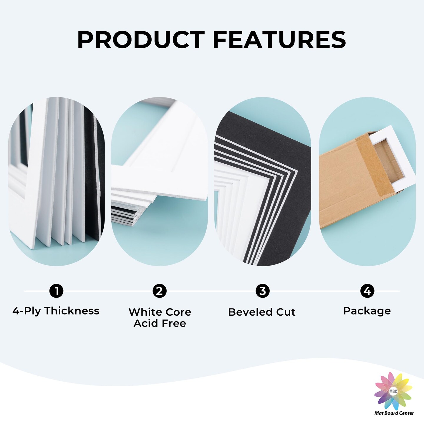 10 Pack Pre-Cut 5x7 Picture Mats for 4x6 Photos/Prints - Acid Free, Bevel Cut, White Core, 4-Ply Thickness (White &#x26; Black)