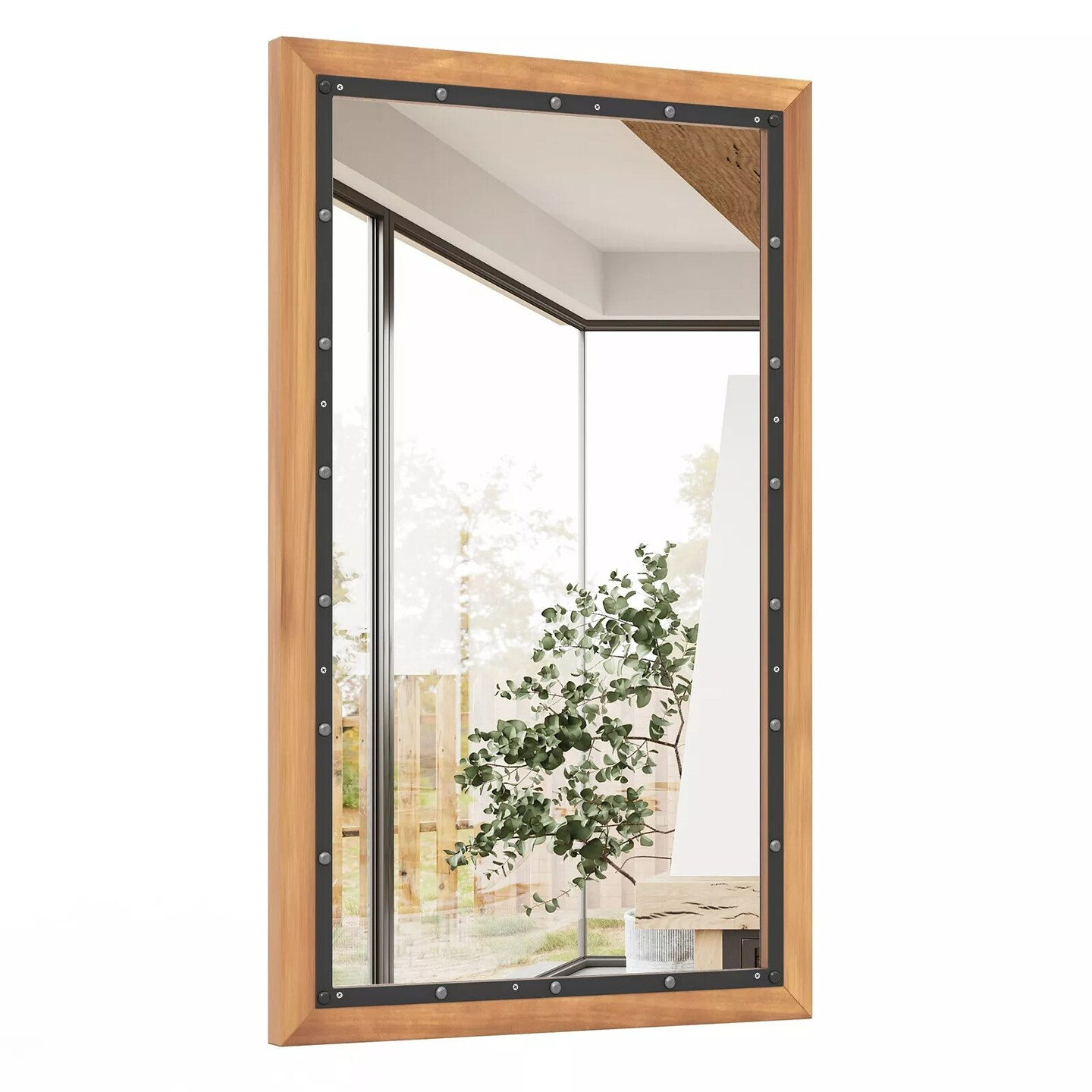 22" x 36" Wall Mount Hanging Rectangular Mirror Wood Framed Farmhouse Decor