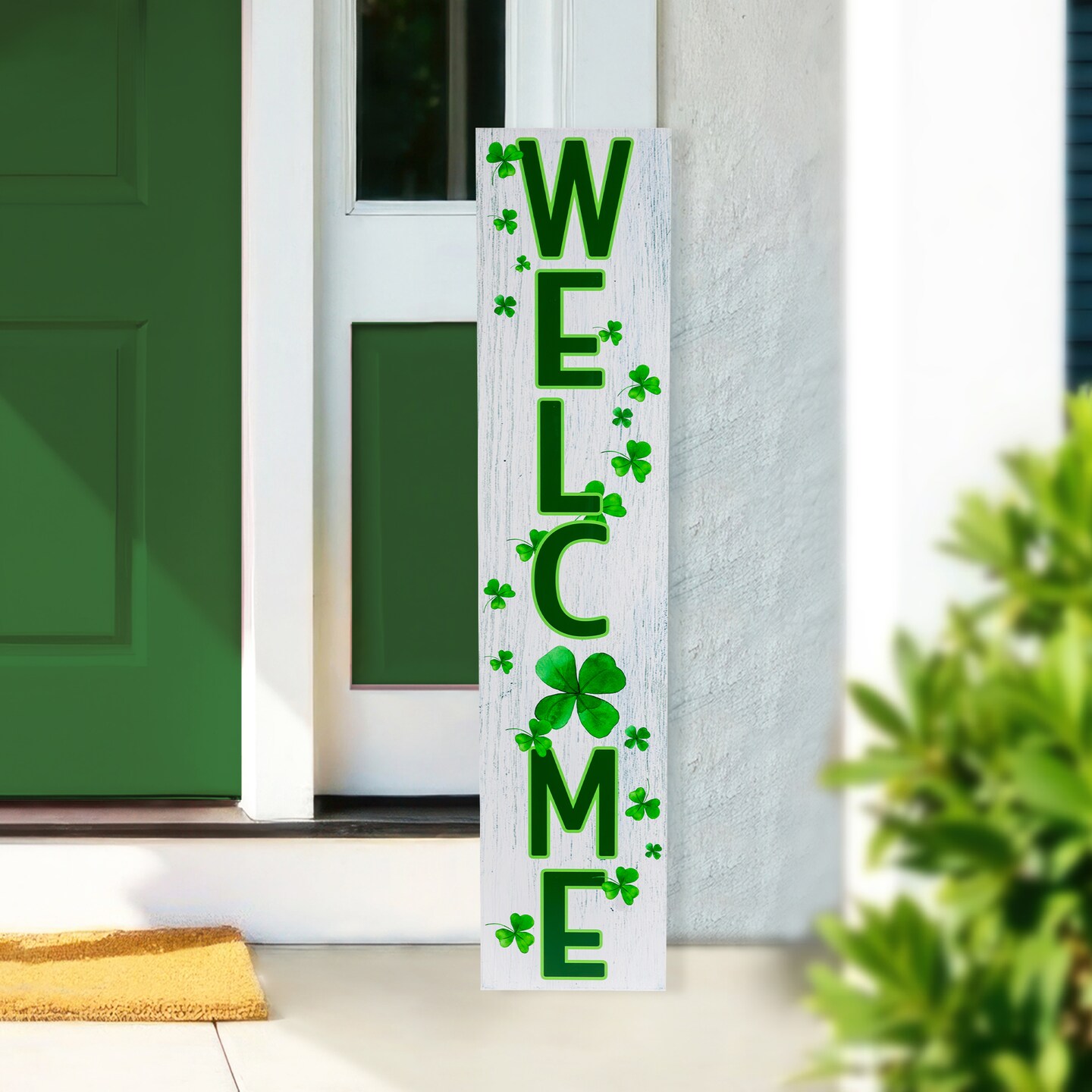 Northlight Shamrocks &#x22;Welcome&#x22; St. Patrick&#x27;s Day Porch Board Sign Decoration - 35.75&#x22;