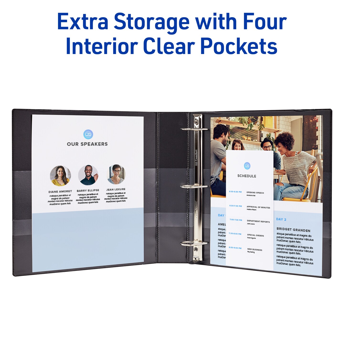 Avery Heavy-Duty View 3 Ring Binders, 1.5 Inch One Touch Slant Rings, 375-Sheet Capacity, DuraHinge, 2.1 Inch Wide Spine, Customizable Clear Cover and Spine, White Binders (4-Pack of 79781)