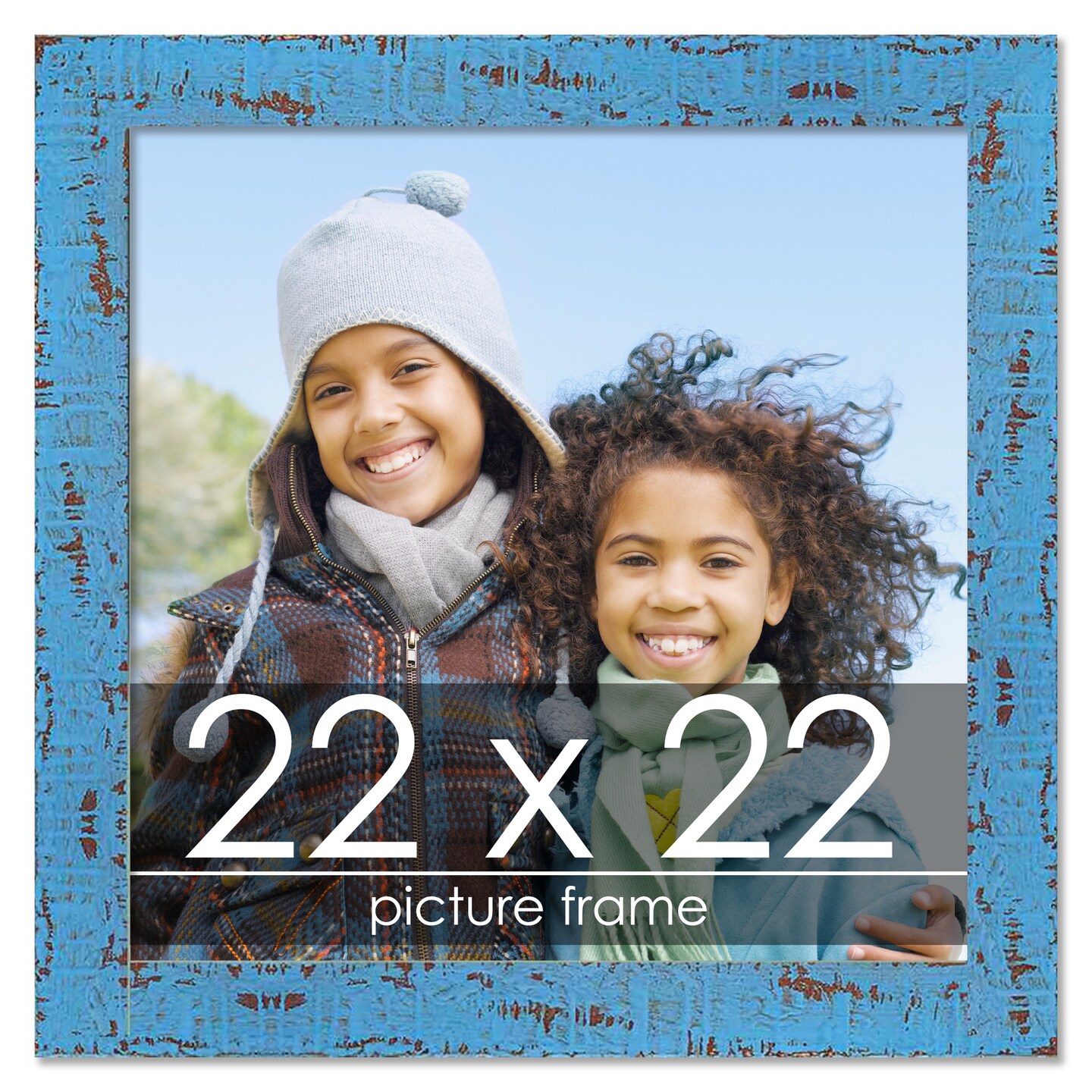 Square Shabby Chic Blue Picture Frame - UV Acrylic, Foam Board