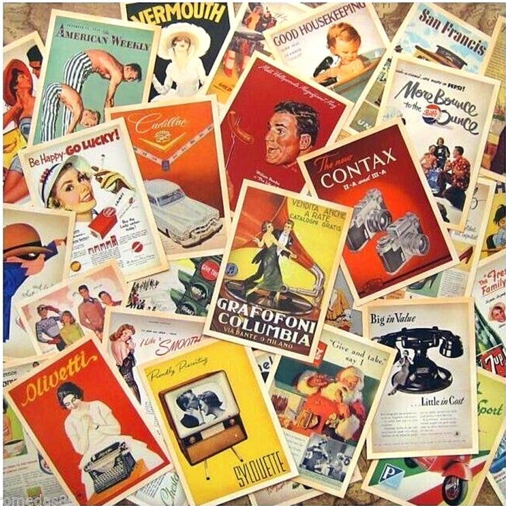 Collectible Vintage Ads &#x26; Movie Poster Postcards Bulk Pack