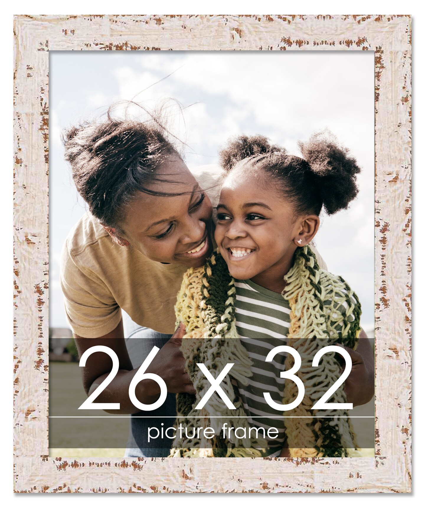 Shabby Chic White Picture Frame - UV Acrylic, Foam Board Backing, Hanging Hardware