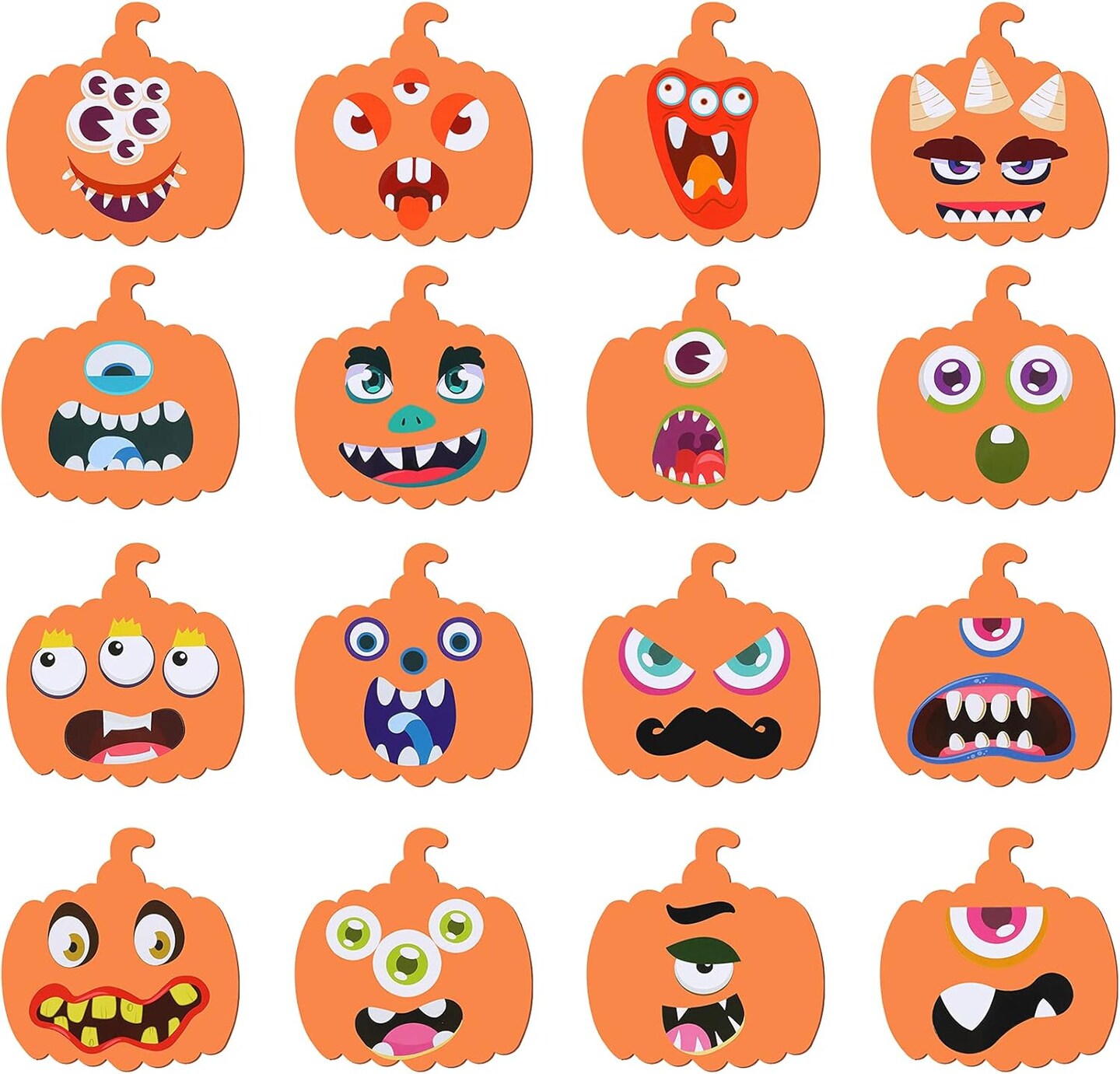 32 Pieces Halloween Foam Pumpkin Craft Kit and Pumpkin Foam Stickers Self Adhesive Halloween Stickers for Kid&#x27;s Halloween Party Crafts Decorations (Funny Style)