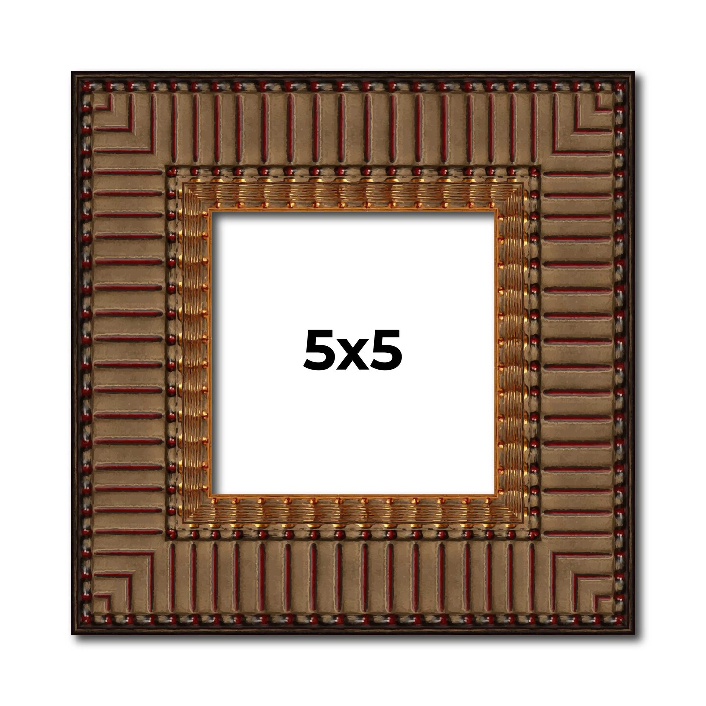 5x5 Museum Picture Frame with UV-Resistant Acrylic &#x26; Acid Free Backing, Available in 4 Finishes - Black, Brown, Gold, Silver