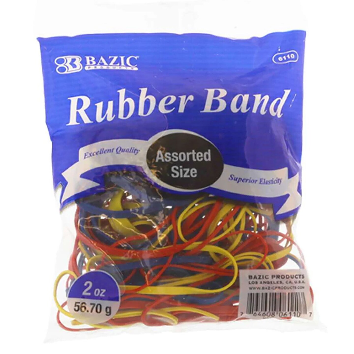 Rubber Bands, Assorted Sizes &#x26; Colors, 2oz./56.70g Per Pack, 6 Packs