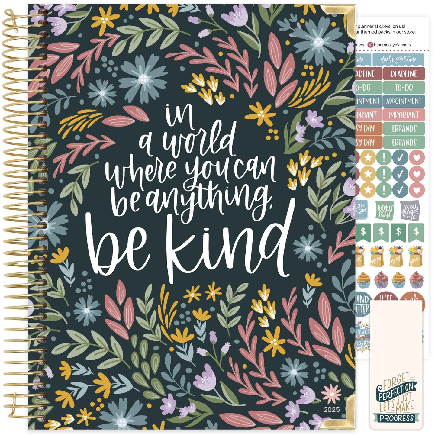 bloom daily planners 2025 Hard Cover Planner, 8.5&#x22; x 11&#x22;, Be Kind