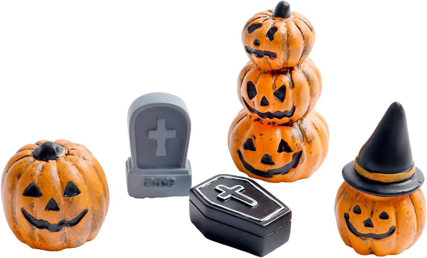 Pumpkin Tombstones Figurines Mini Pumpkins Mini Resin Pumpkin Ornaments for Thanksgiving Halloween Christmas Fairy Garden