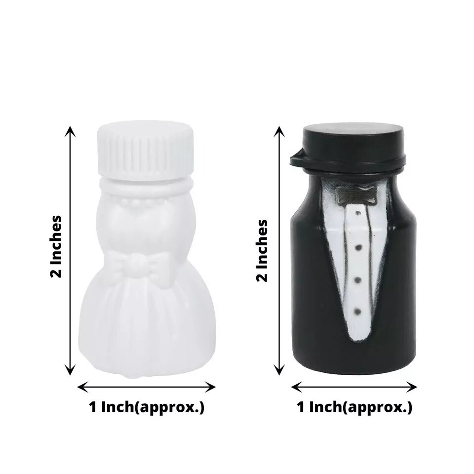 24 Black White Brid Groom Bubble Bottles Wedding Favors Party Events Decorations