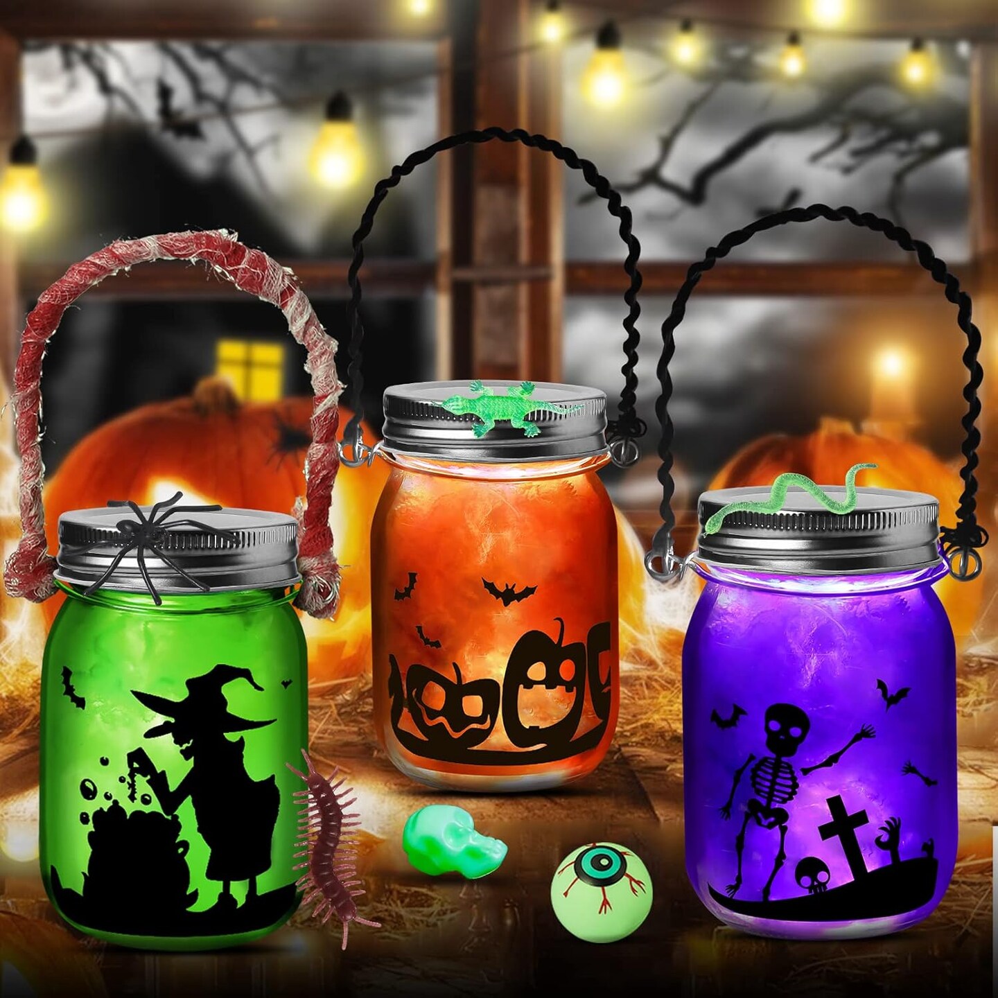 Halloween Mason Jar with Accessories