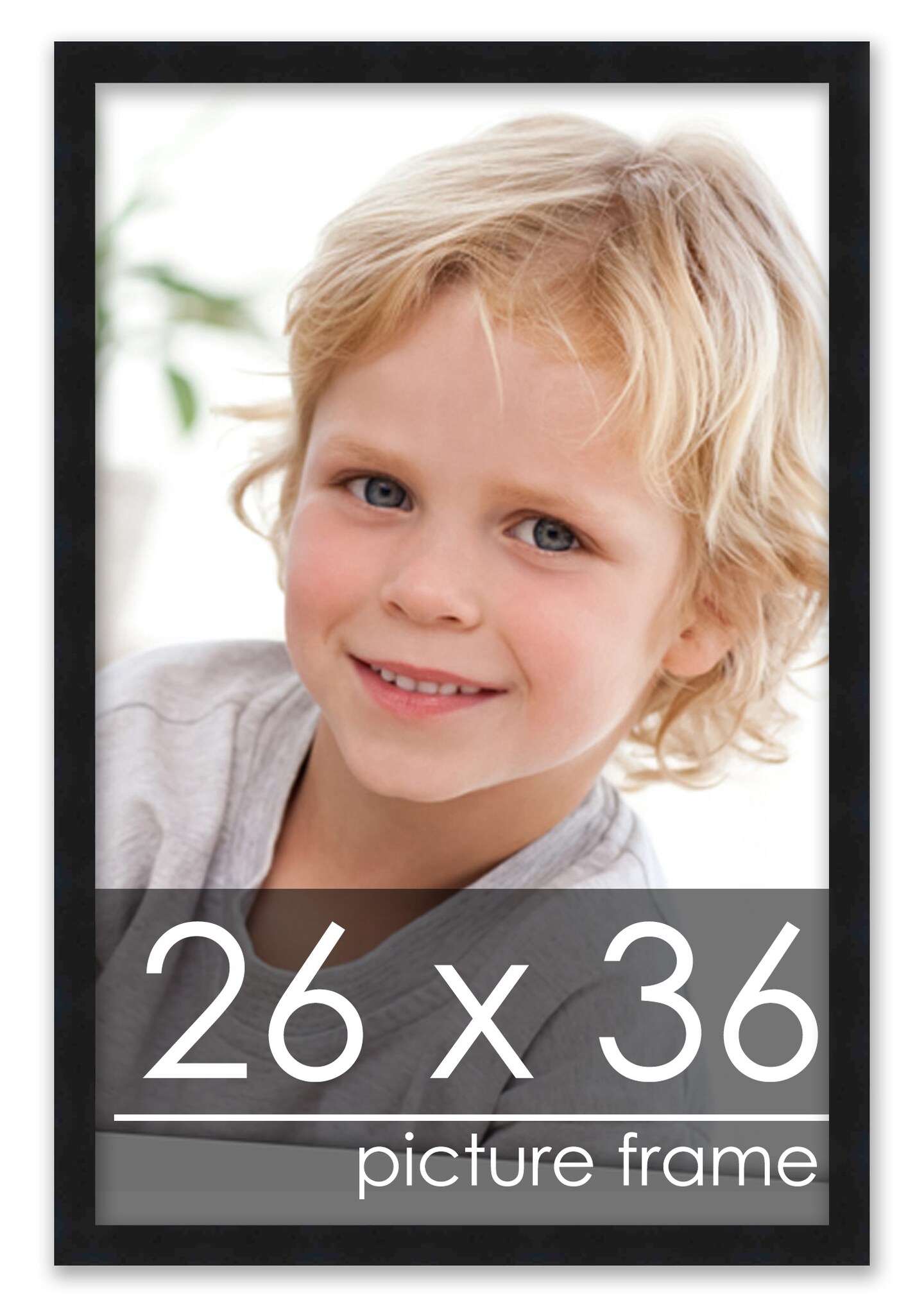 26x36 Modernist Black Picture Frame - UV Acrylic, Foam Board Backing, Hanging Hardware