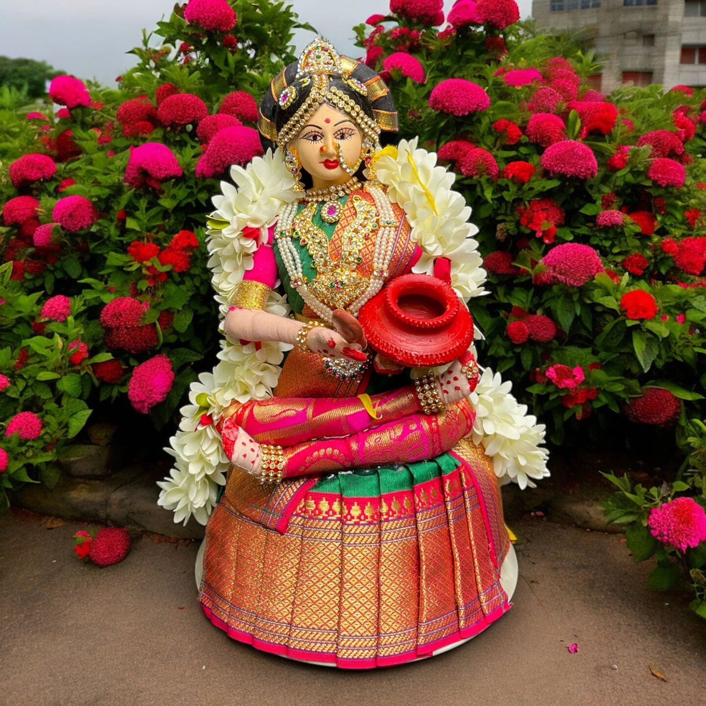 Annapoorani Mata Devi Doll Goddess Annapurna Maa Statue Hindu Idol for Pooja Room Home Office Temple Decor - Annapurni Divine Holy Blessing Housewarming Navaratri Religious Gift