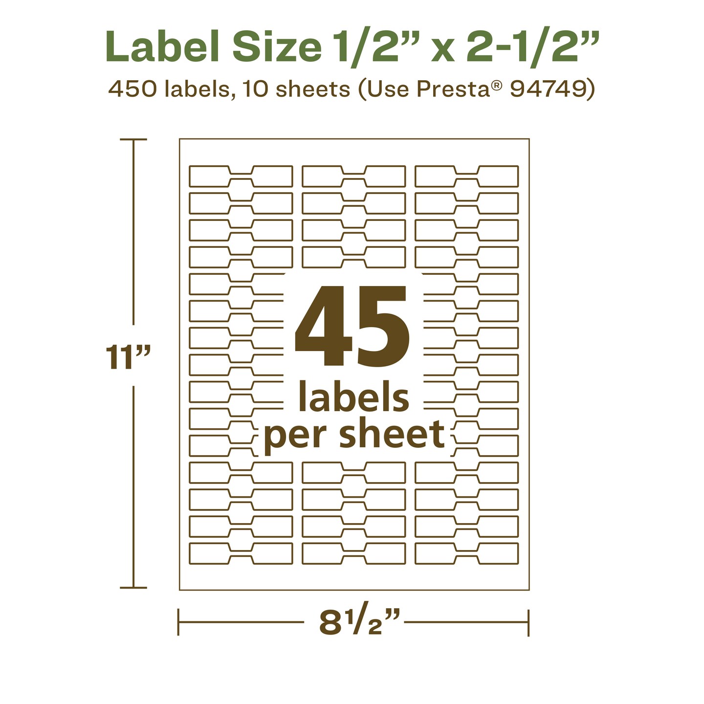 Avery Recycled Matte White Labels,  1/2&#x22; x 2-1/2&#x22; Barbell