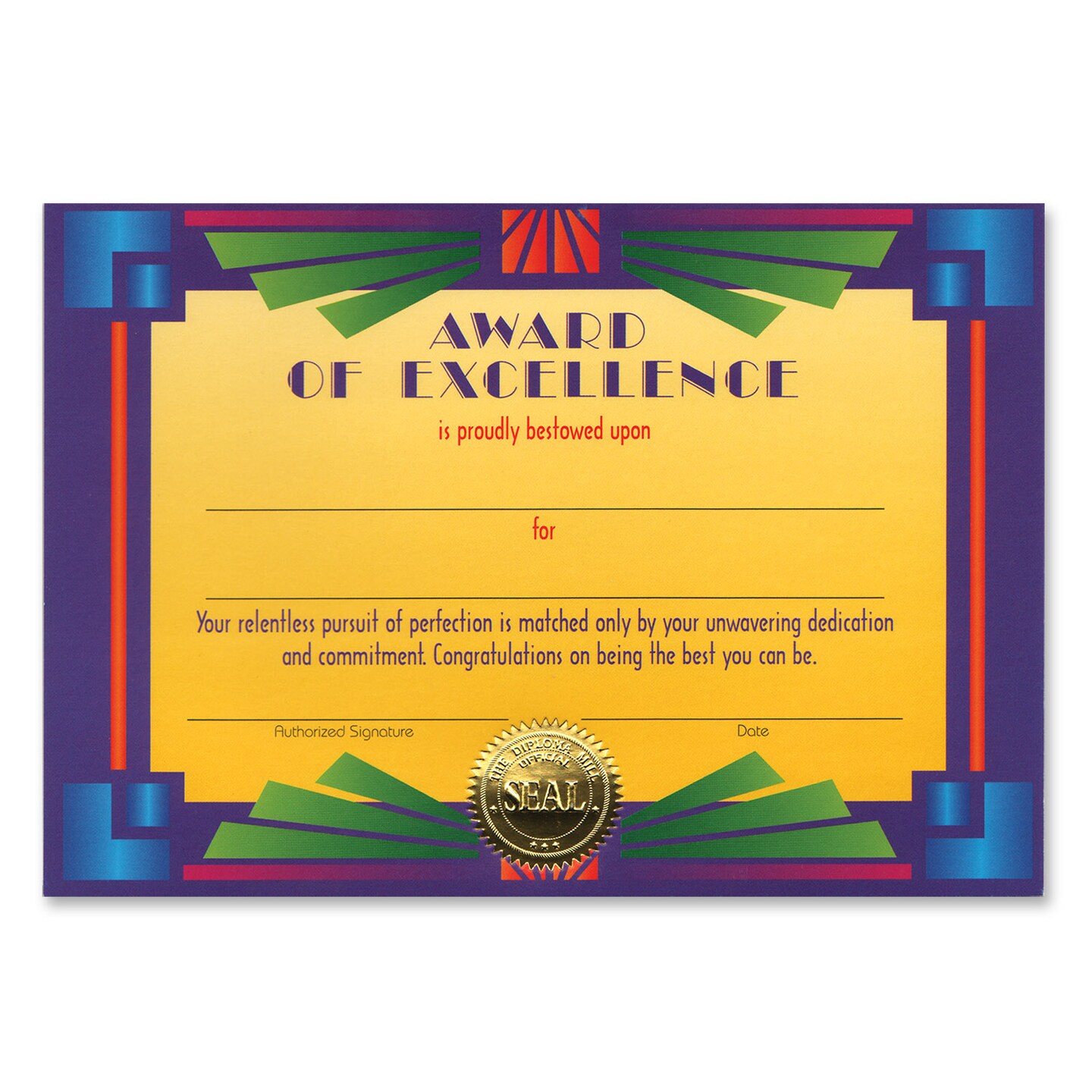 Beistle 5in. x 7in. Award Of Excellence Certificate - 6 Pack