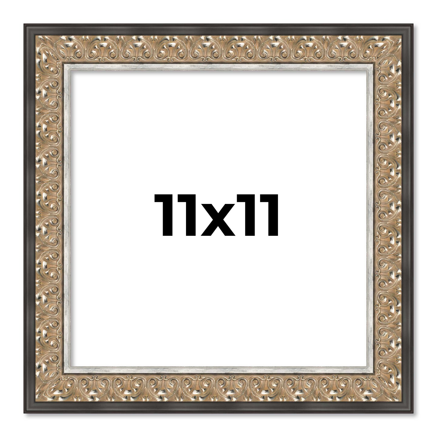 Square Ornate Silver Picture Frame - UV Acrylic, Foam Board Backing, Hanging Hardware