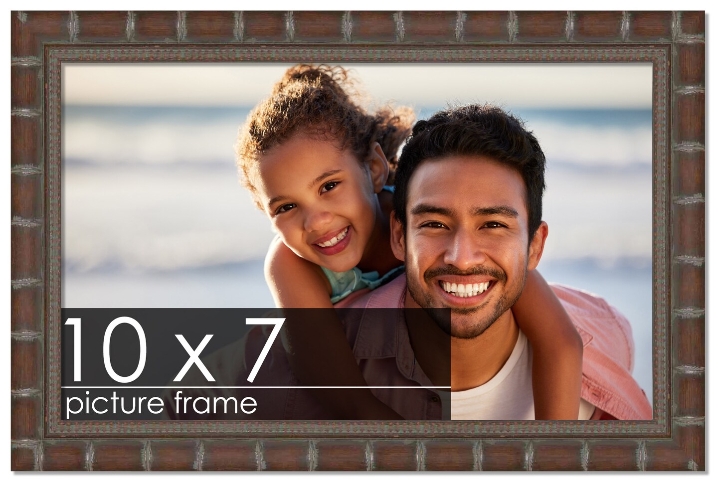 10x7 Modern Bamboo Picture Frame with UV-Resistant Acrylic &#x26; Acid Free Backing, Available in  5 Finishes - Gold, Silver, Brown, Black, and Natural