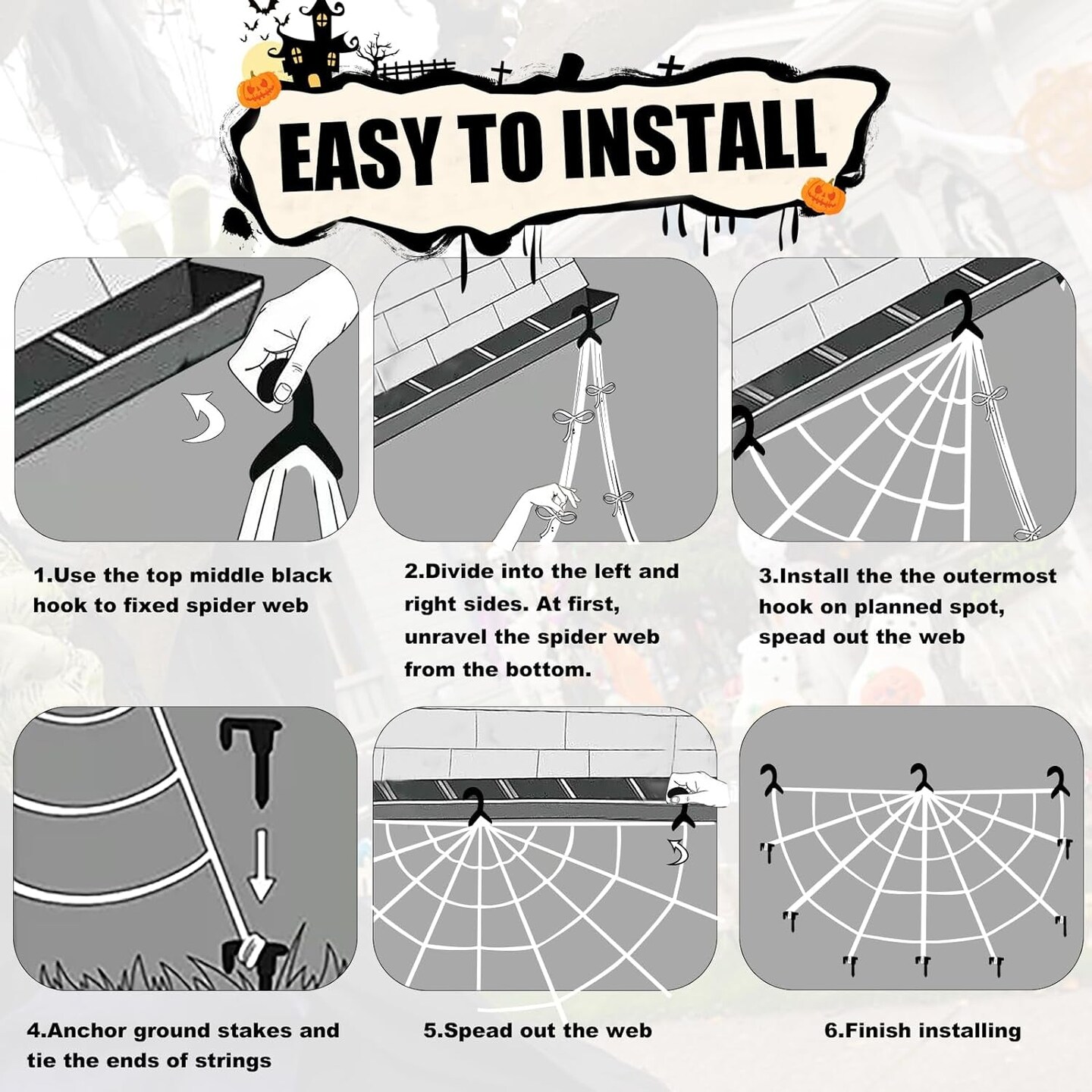 Spider Webs Halloween Decorations - Light up Spider Web Halloween Decorations Outdoor 32X16.5Ft- 450 LED Giant Spider Web &#x26; 50G Stretch Cobweb,Halloween Spiderwebs with Remote Control