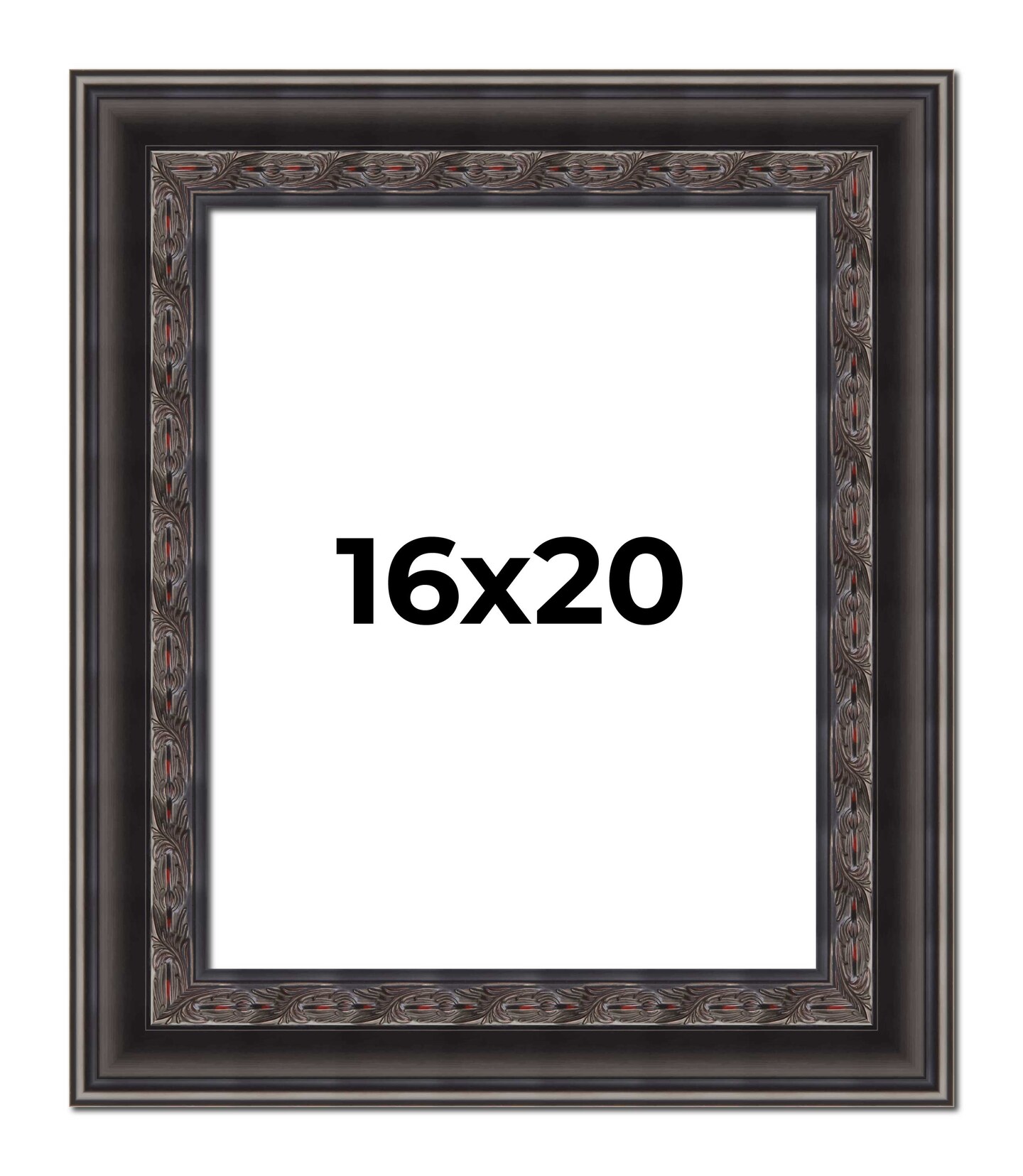 16x20 3.5&#x22; Wide Ornate Picture Frame with UV-Resistant Acrylic &#x26; Acid Free Backing, Available in 2 Finishes - Black and Brown