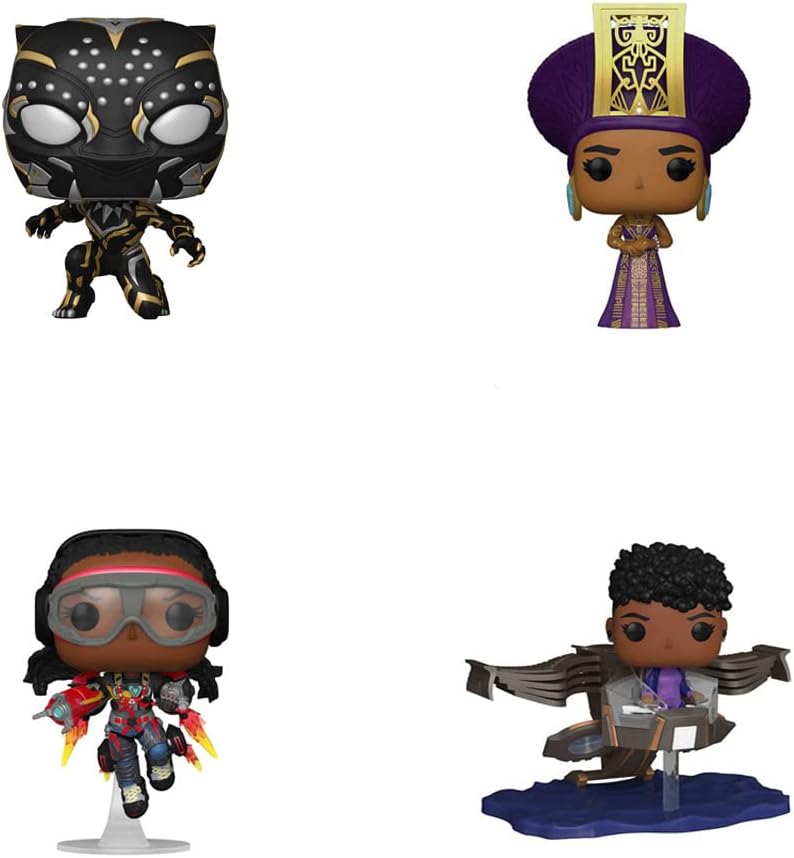 Funko POP! Marvel: Black Panther Wakanda Forever Collectors Set-  Queen Ramonda,  Black Panther, Ironheart MK1, and Shuri in Sunbird