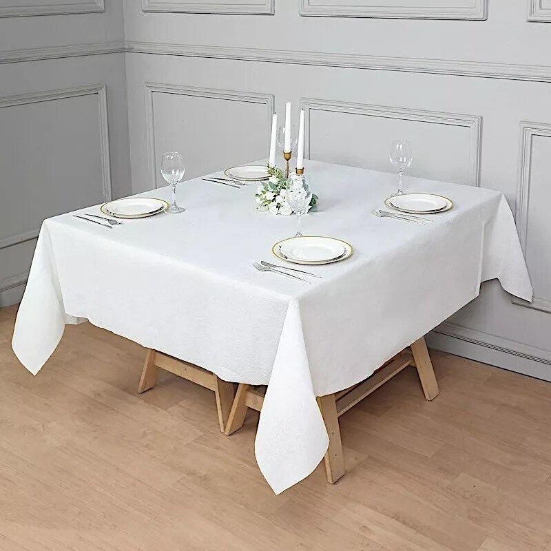 70" x 70" White Square Disposable Airlaid Paper Tablecloth Party Decorations