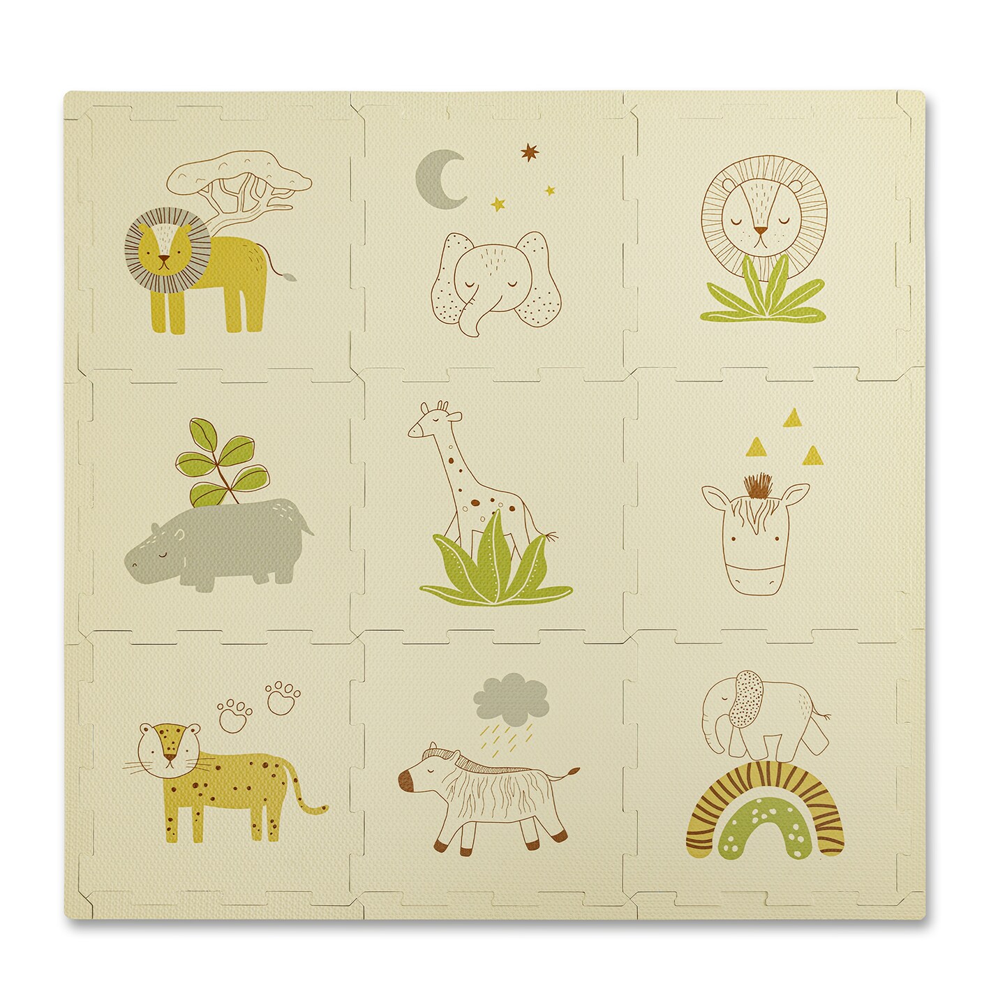 Hakuna Matte: Stylish Baby Play Mat: Safari - 35x35&#x22;, 9 Foam Floor Tiles