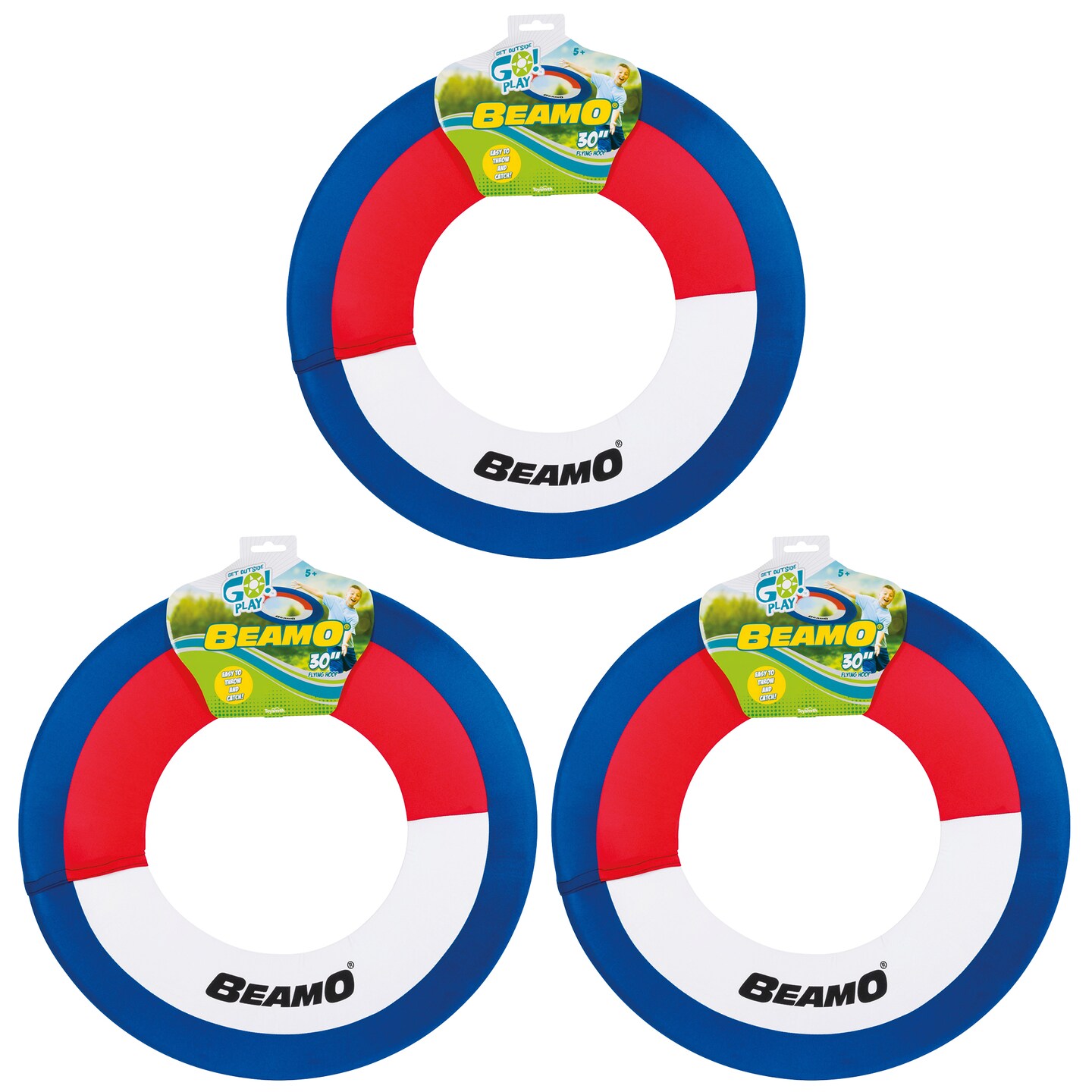 Toysmith Get Outside GO! Beamo Flying Hoop (30-Inch, Assorted Colors) - 3 Pack
