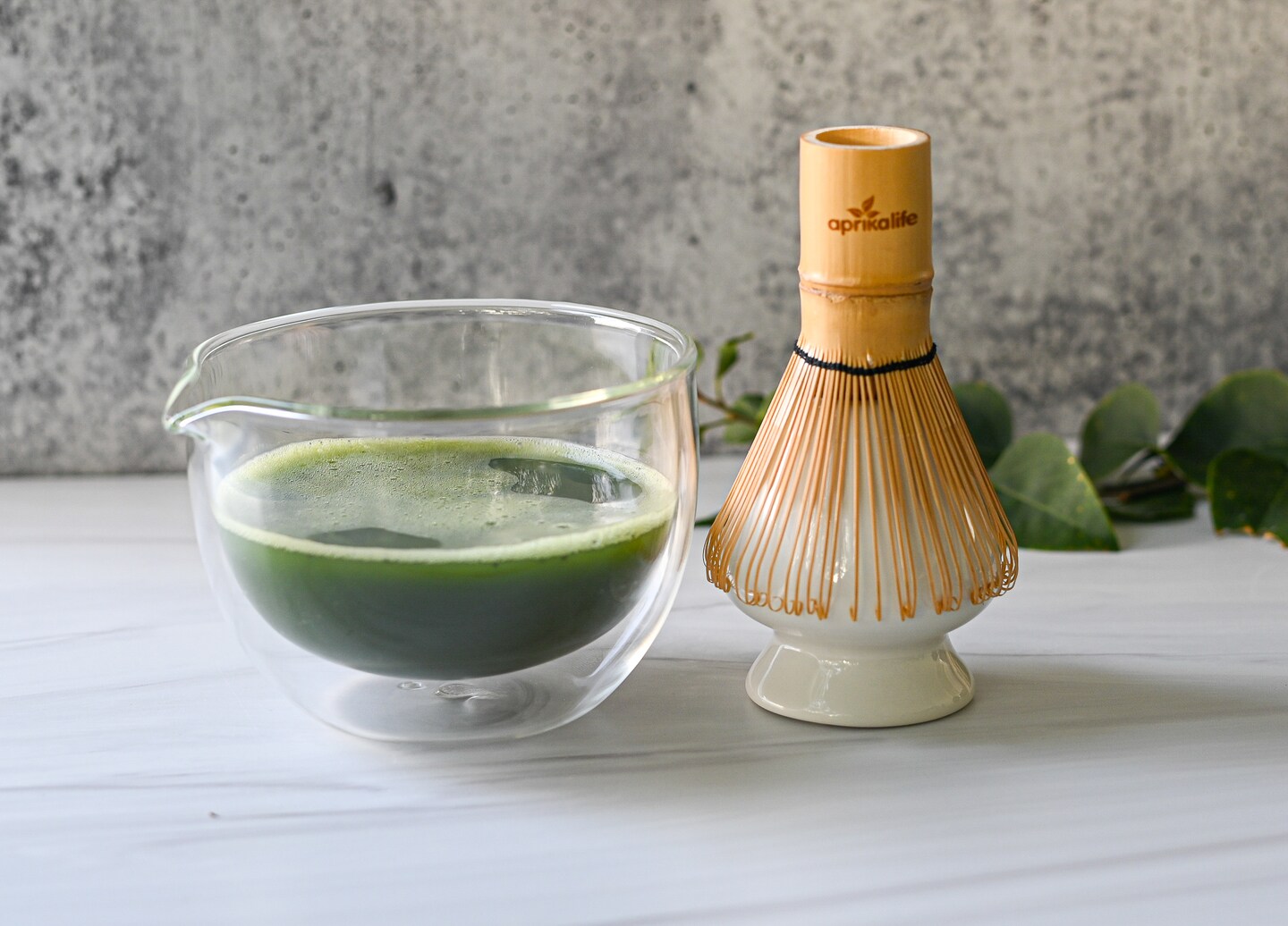 Double Sided Glass with Spout Tea Set from Japan (Bowl, Whisk
