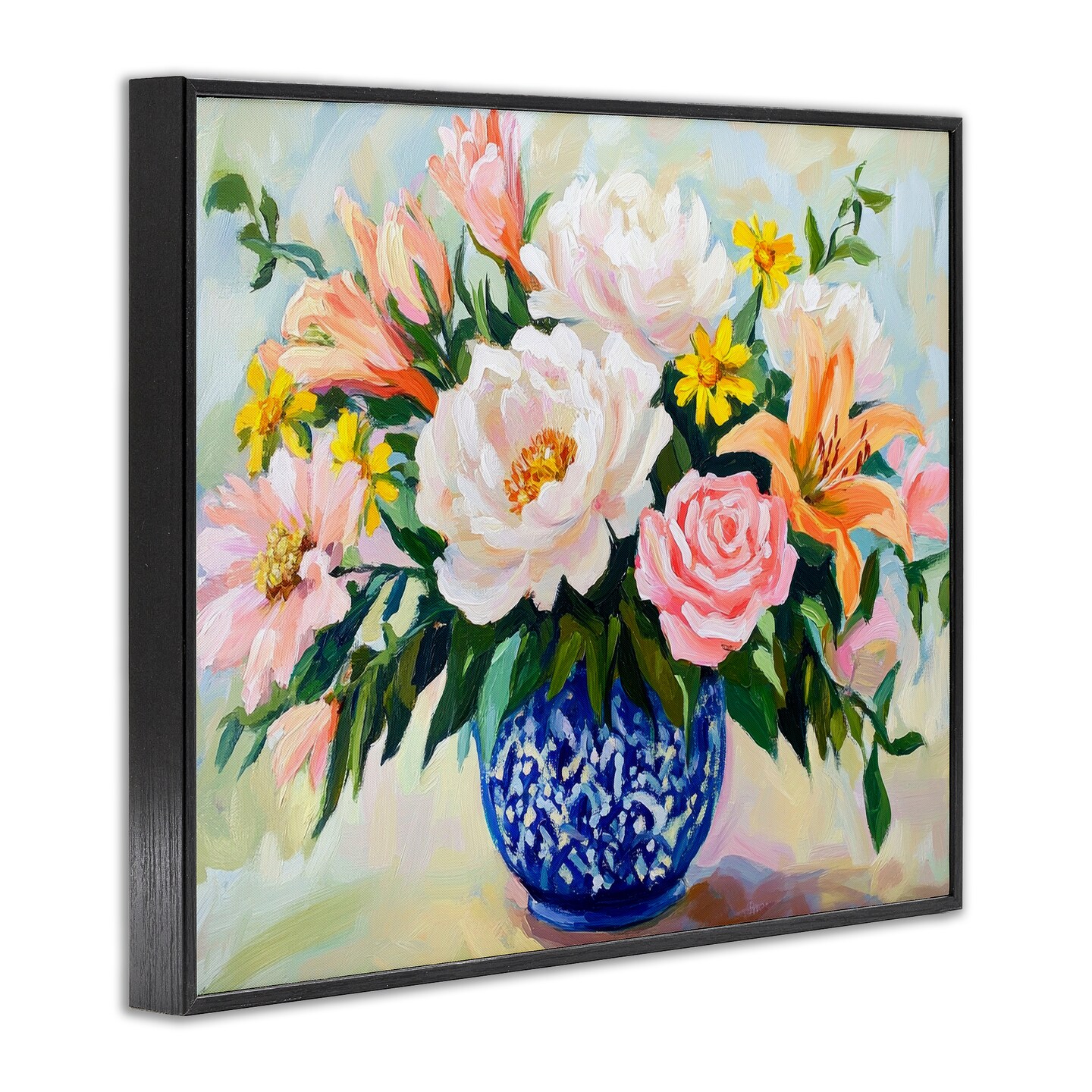 Stupell Industries Indigo Chinoiserie with Assorted Flowers Framed Giclee, design by Petal Prints Design