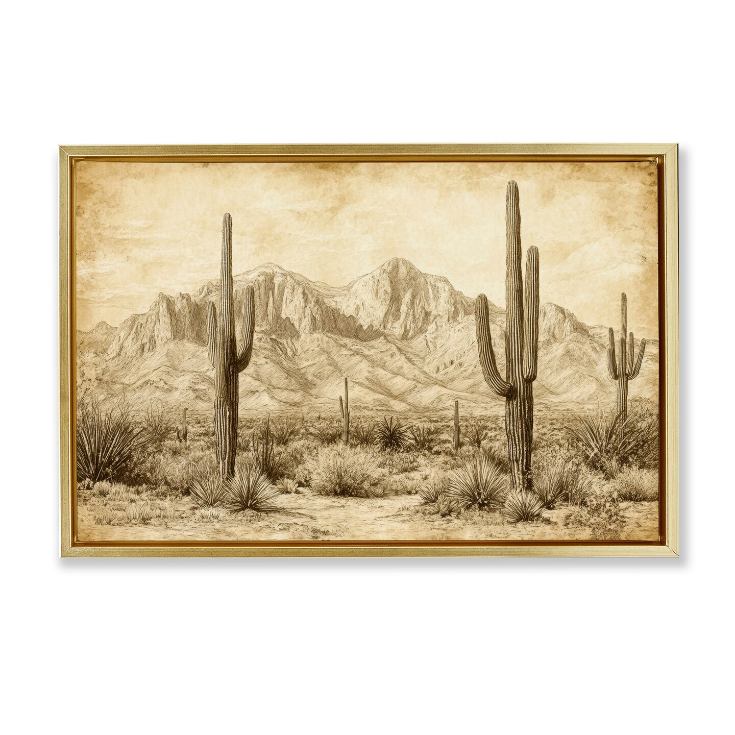 Stupell Industries The Desert Sepia Landscape Floating Frame, design by Petal Prints Design