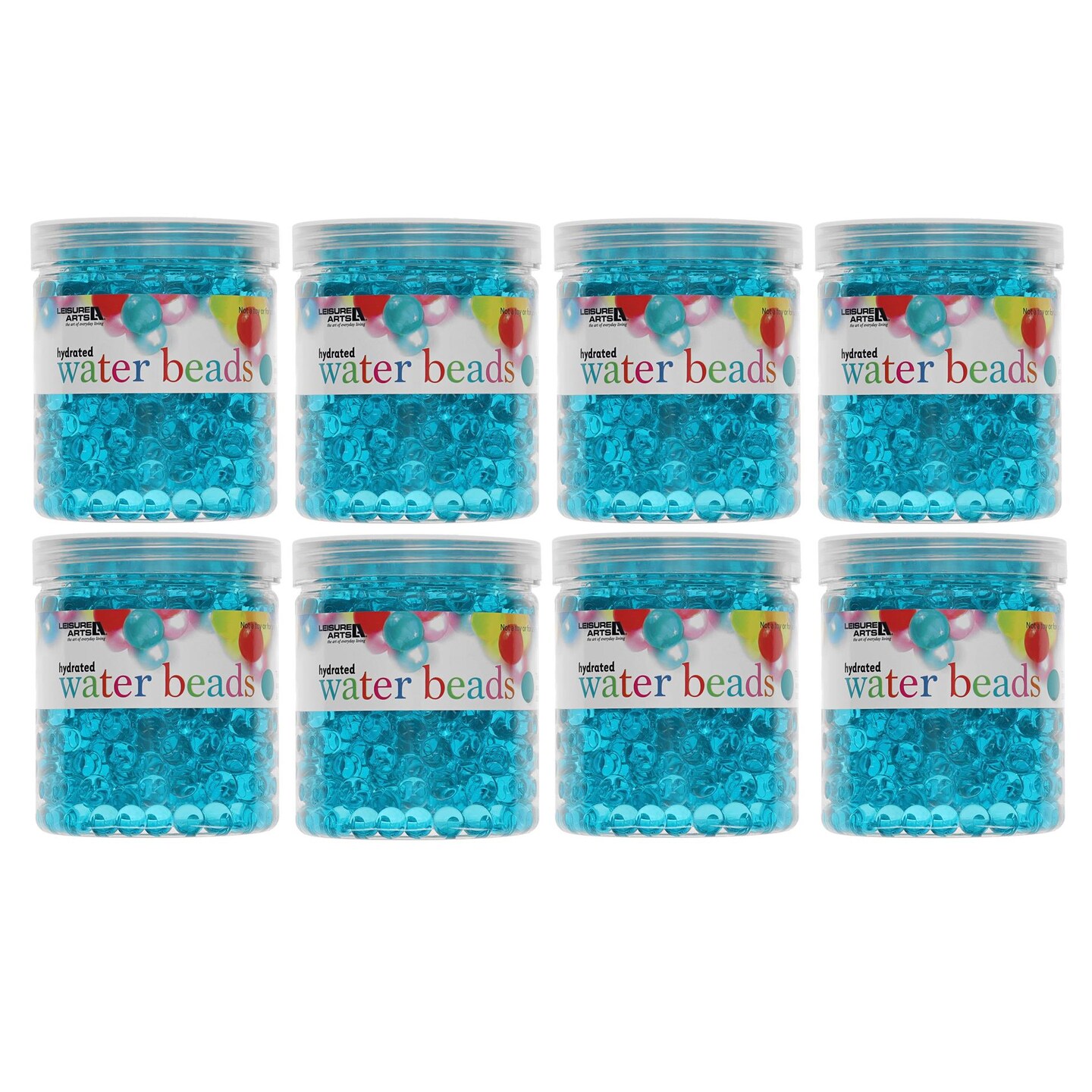 Essentials By Leisure Arts Bundle Hydrated Water Beads, Teal, 8 Jars Of 2Oz - Perfect Vase Filler For Floral Displays & Décor, Includes Clear Water Beads For Vases, Weddings, & Diy Centerpieces