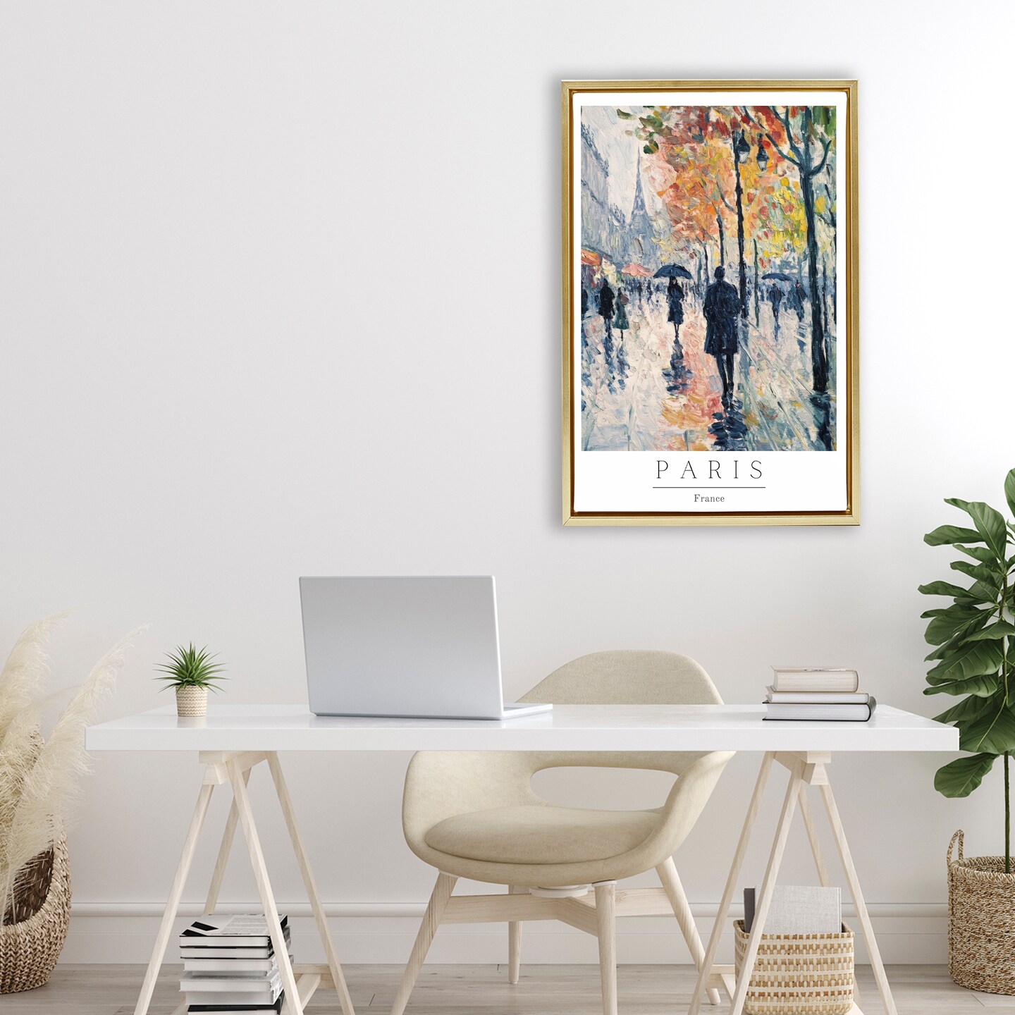 Stupell Industries Autumnal Paris Street Scene Floating Frame, design by Petal Prints Design