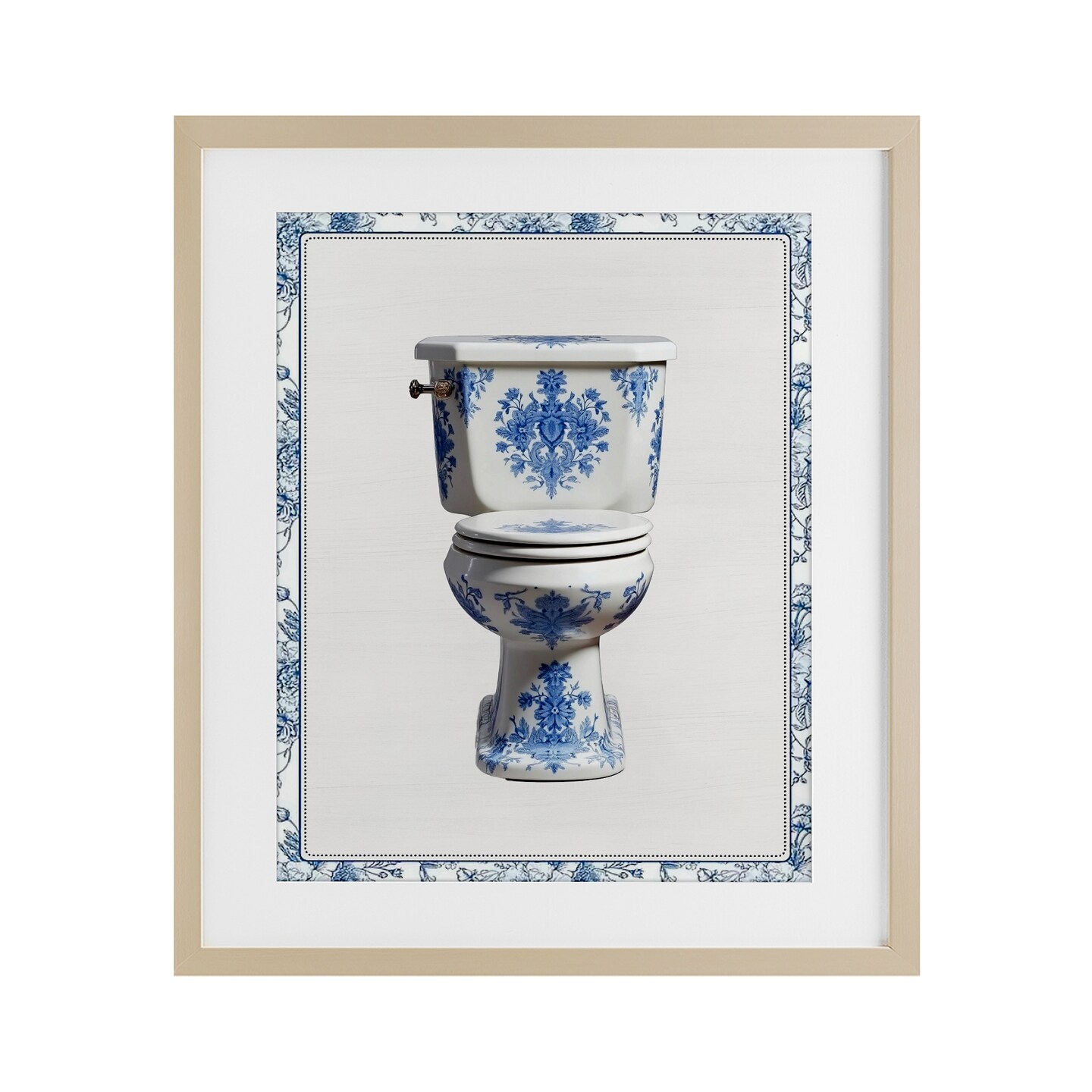 Stupell Industries Vintage Chinoiserie Toilet Framed Print Under Glass, design by Lettered and Lined