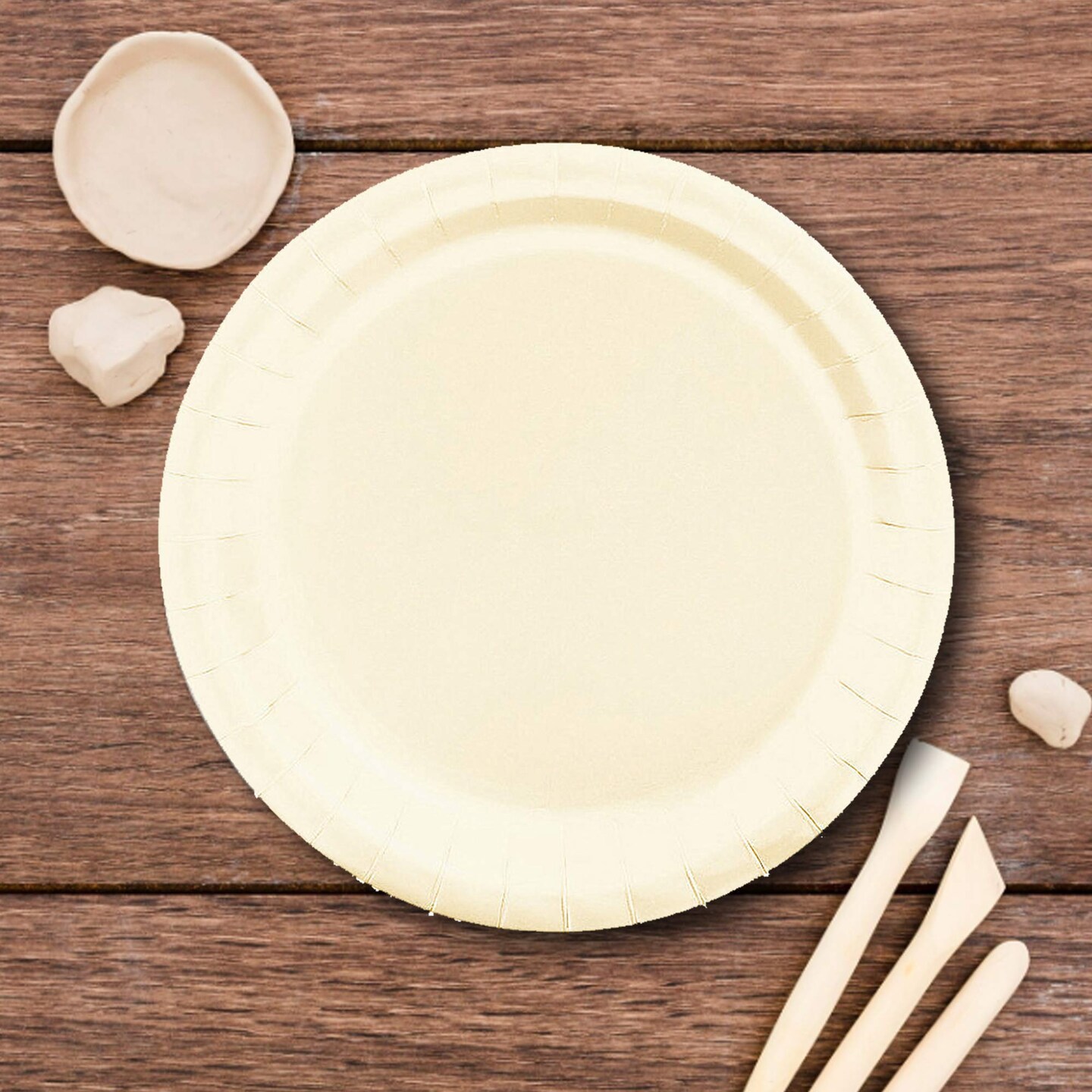 24 Count Ivory Color Round Dessert Plates for Wedding Events 7"