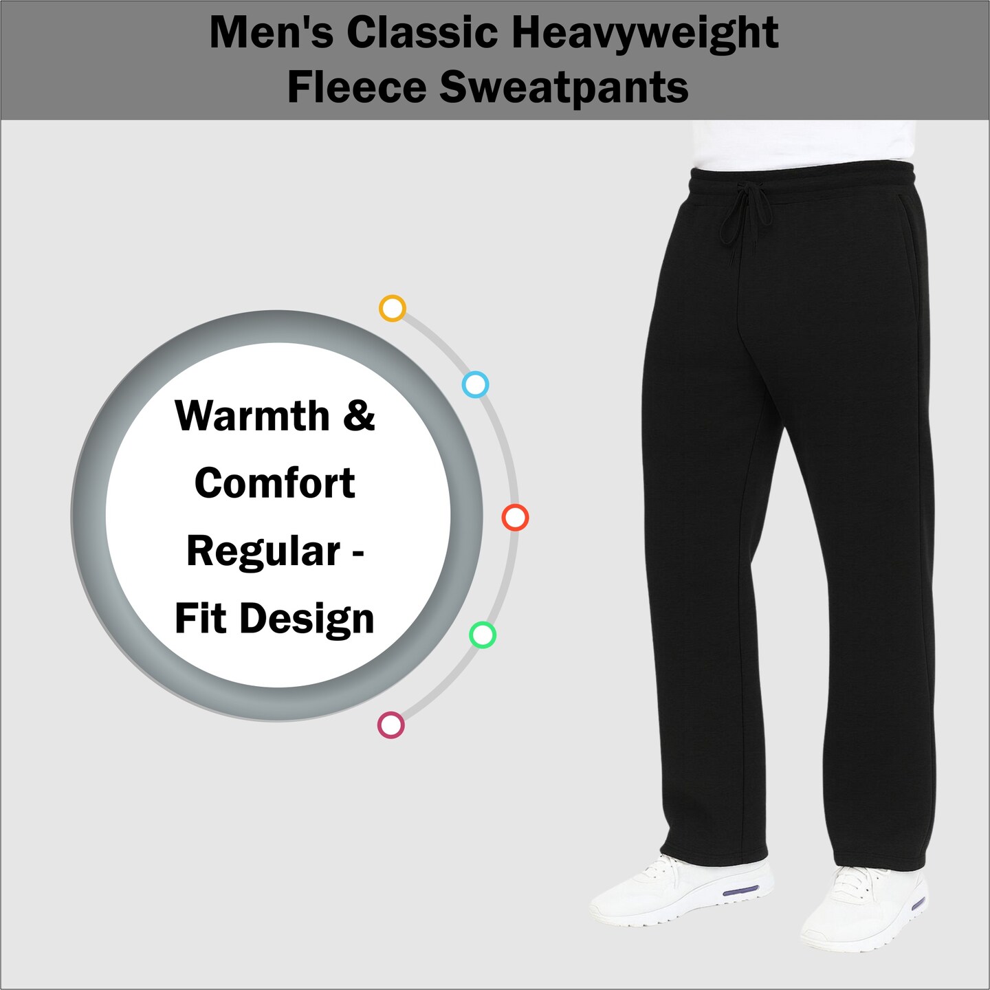 Mens Regular Fit Open Bottom Fleece Jogger Sweatpants (S-3XL)