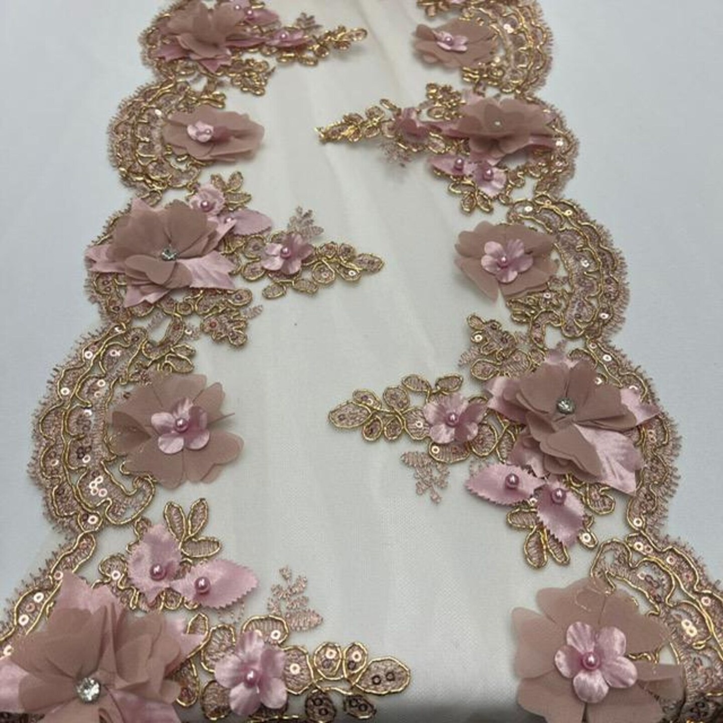 Beaded Lace with Pearls & Crystals 22