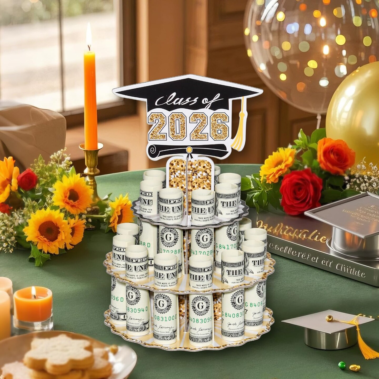 Graduation Money Holder for Cash Gift, 2026 Graduation Gifts Money Holder Leis Cash Cake for Congrats Class of 2026 Graduation Party Supplies (1 pcs)