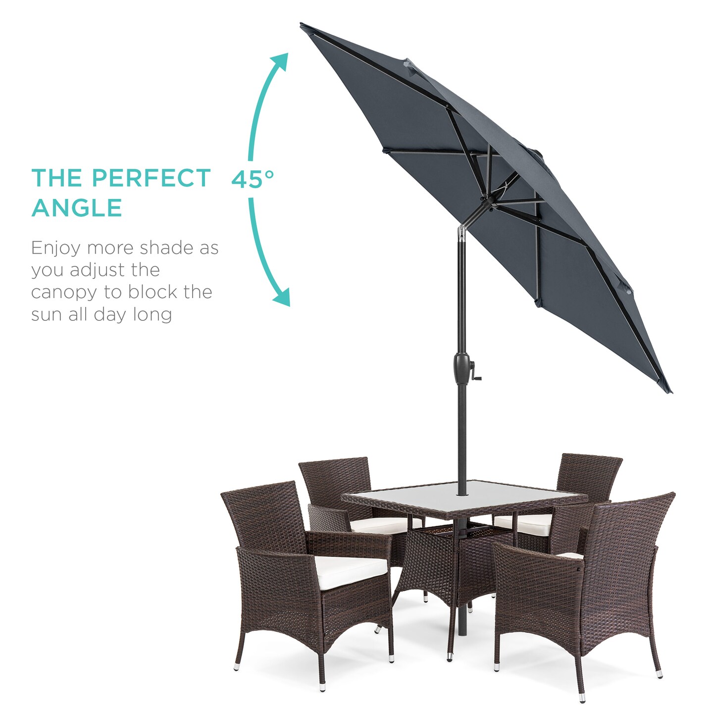 Best Choice Products 7.5ft Outdoor Solar Patio Umbrella for Deck, Pool w/ Tilt, Crank, LED Lights