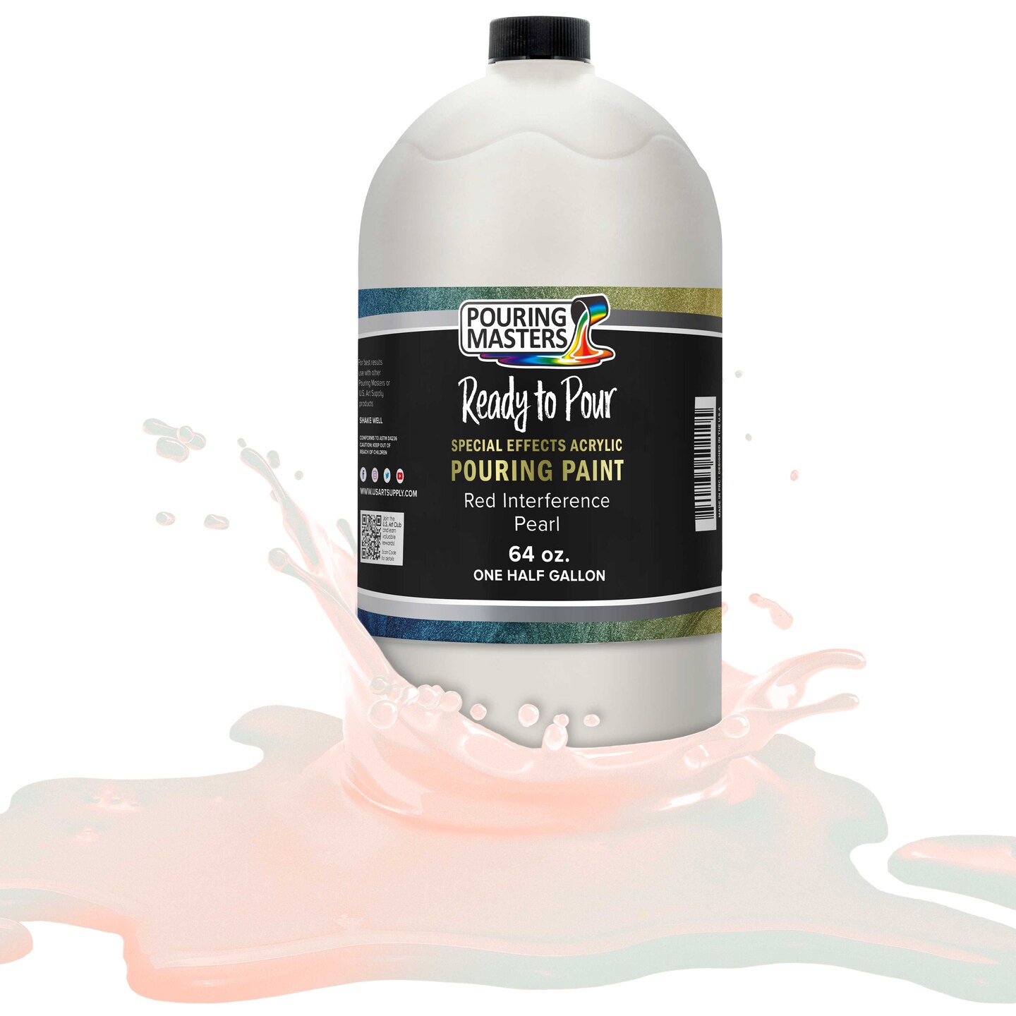 Pouring Masters Red Interference Pearl Special Effects Acrylic Pouring Paint - Premium 64-Ounce Pre-Mixed Fluid Acrylic Paint - Fluid Art Supplies for Canvas, Wood, Paper, Tile & Rocks