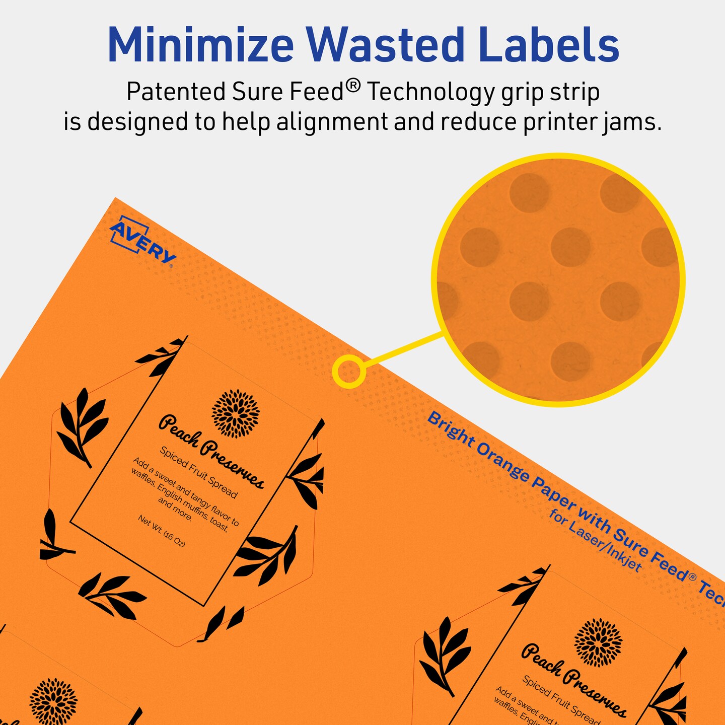 Avery Bright Orange Paper Labels, 2-1/2&#x22; x 2-57/64&#x22; Hexagon