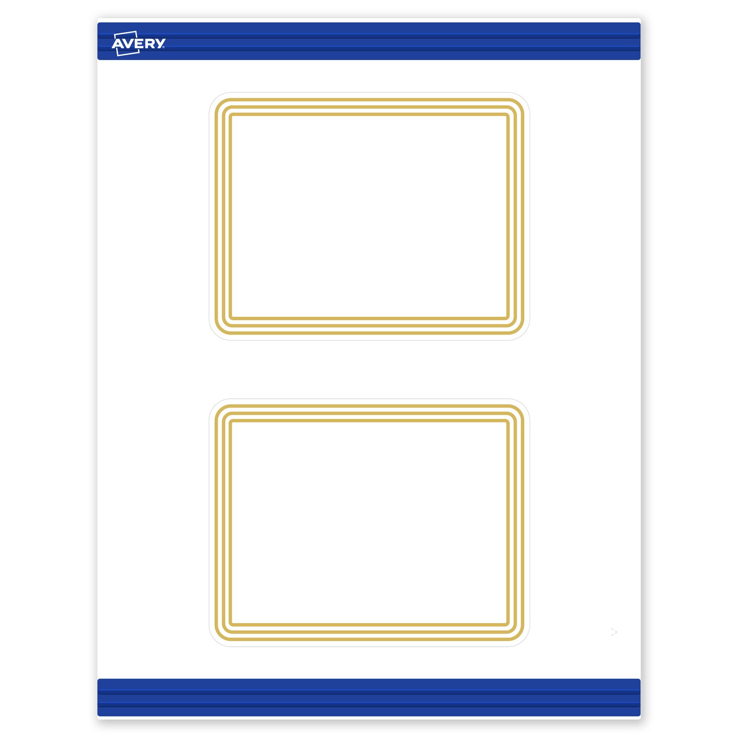 Avery Printable Rectangle Postcards with Rounded Corners, Gold Multi-Lined Border, 4.25&#x22; x 5.5&#x22;, Matte White Rectangle Postcards with Rounded Corners, Laser/Inkjet, 20ct, Great for Postcards