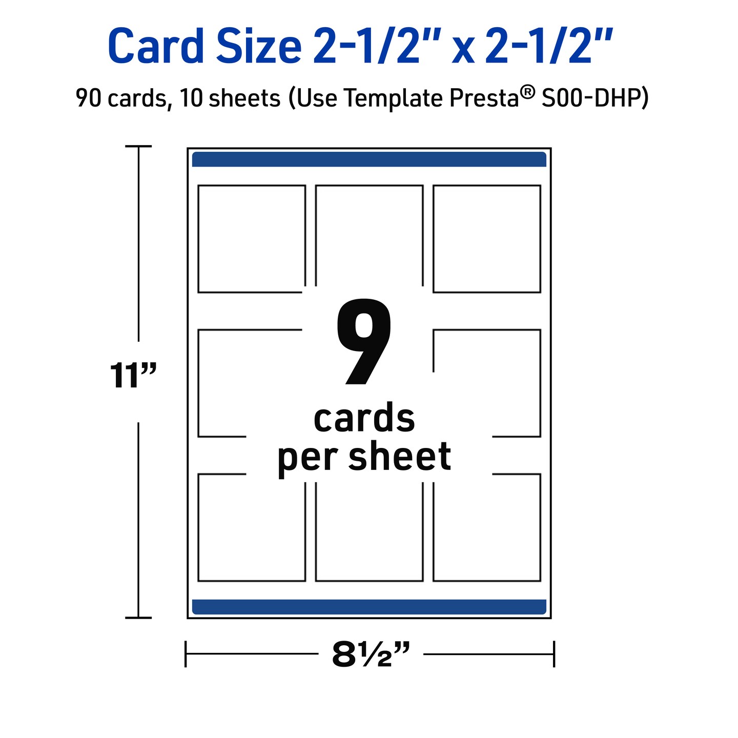 Avery Printable Square Cards, Gold Multi-Lined Border, 2.5&#x22; x 2.5&#x22;, Matte White Square Cards, Laser/Inkjet, 90ct, Great for Business Cards