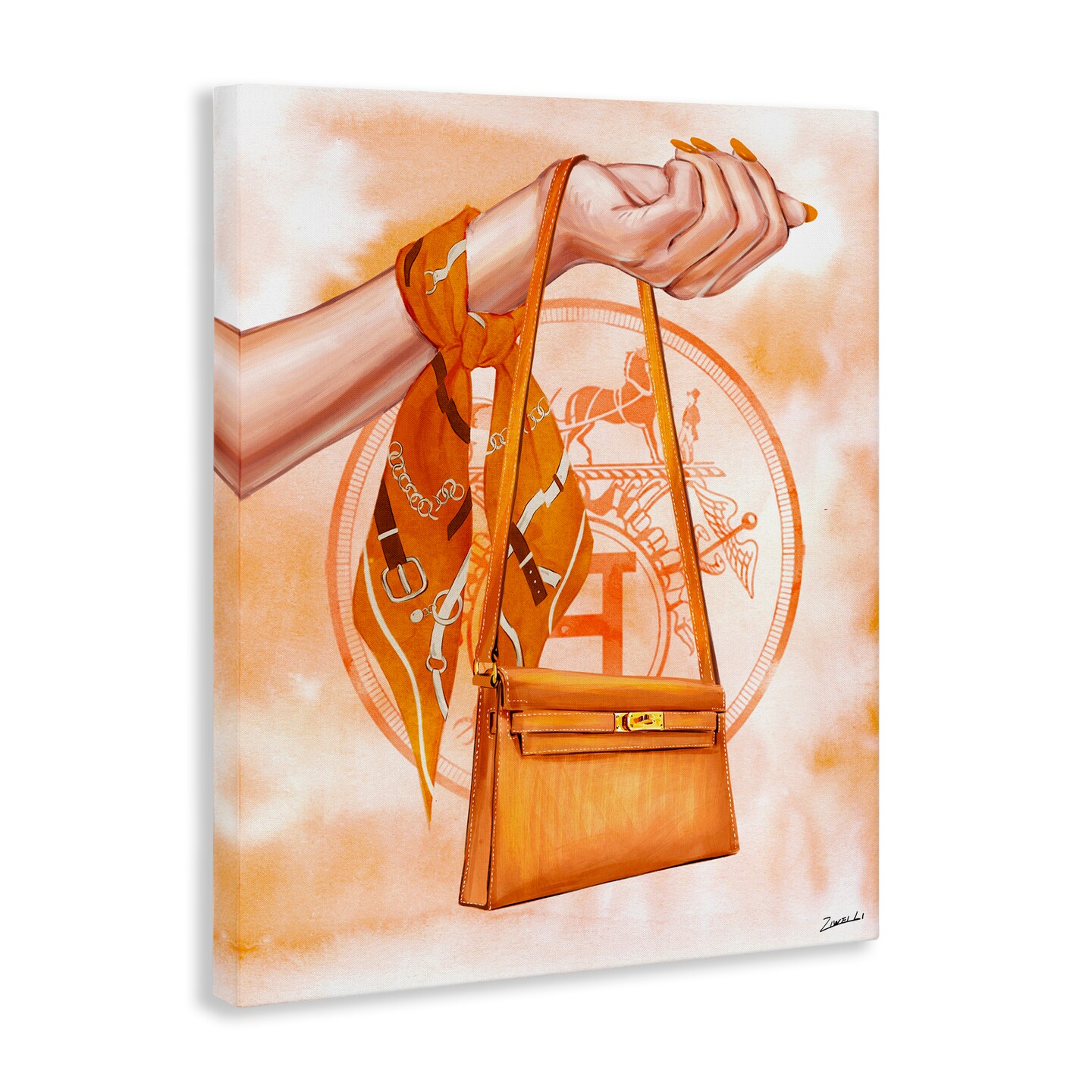 Stupell Industries Holding Orange Handbag Canvas Wall Art Design by Ziwei Li