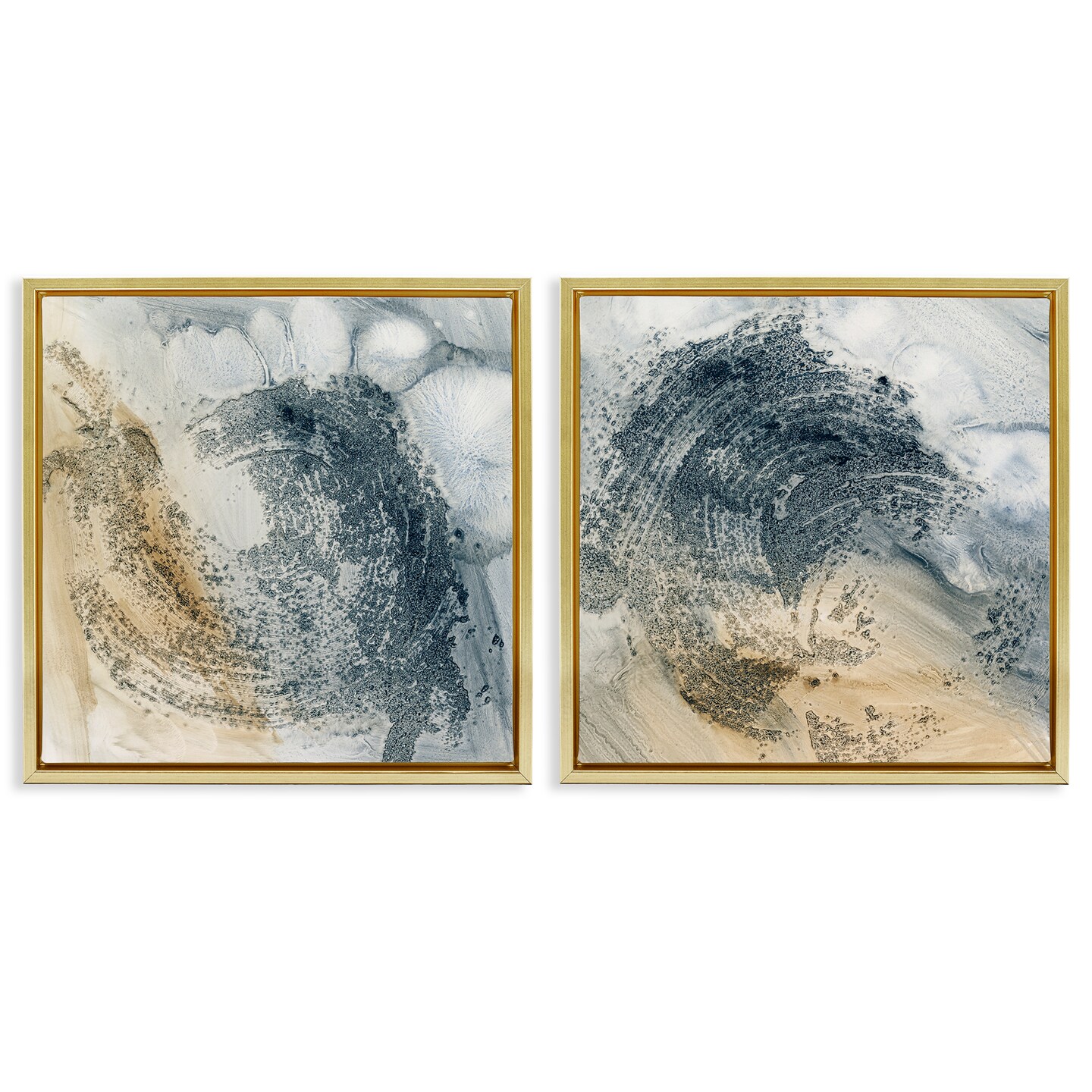 Stupell Industries Abstract Beige Blue Wave 2 pc Framed Floater Canvas Wall Art Set Design by Ethan Harper