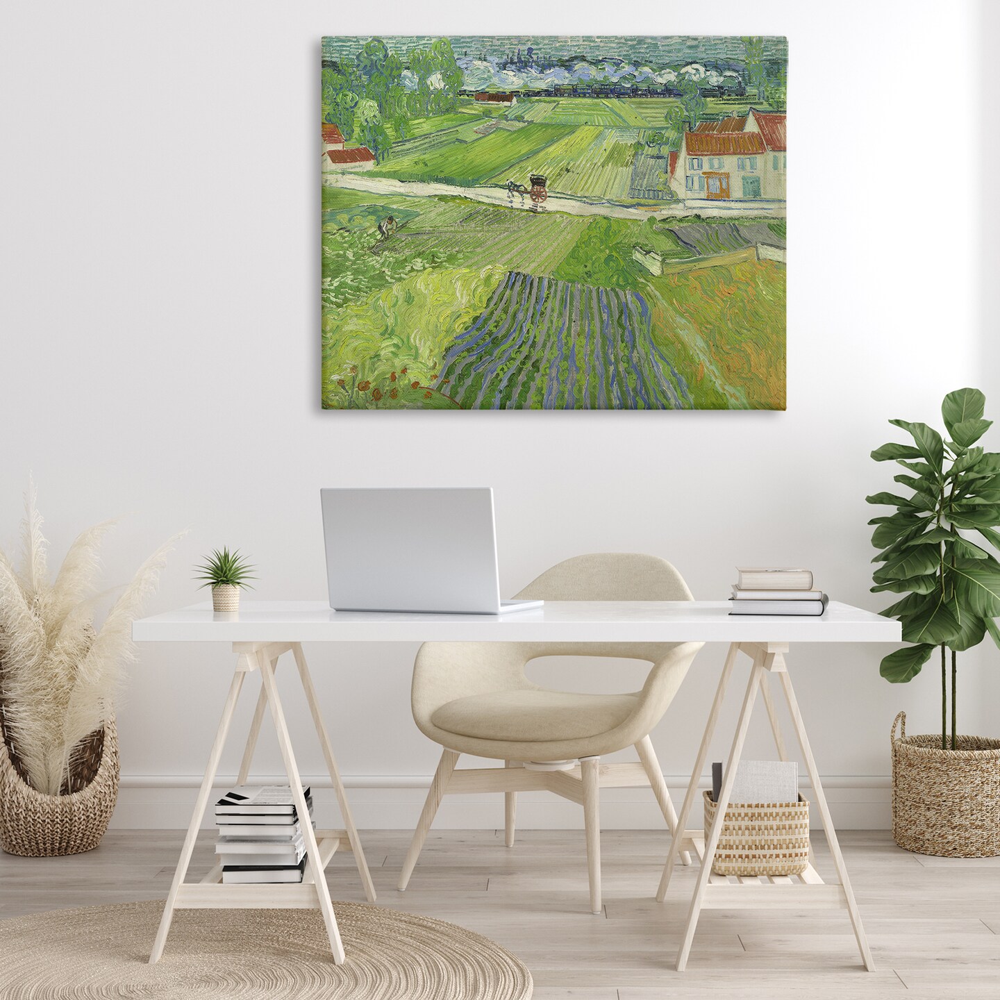 Stupell Industries Van Gogh Carriage &#x26; Train Landscape Canvas Wall Art Design by one1000paintings