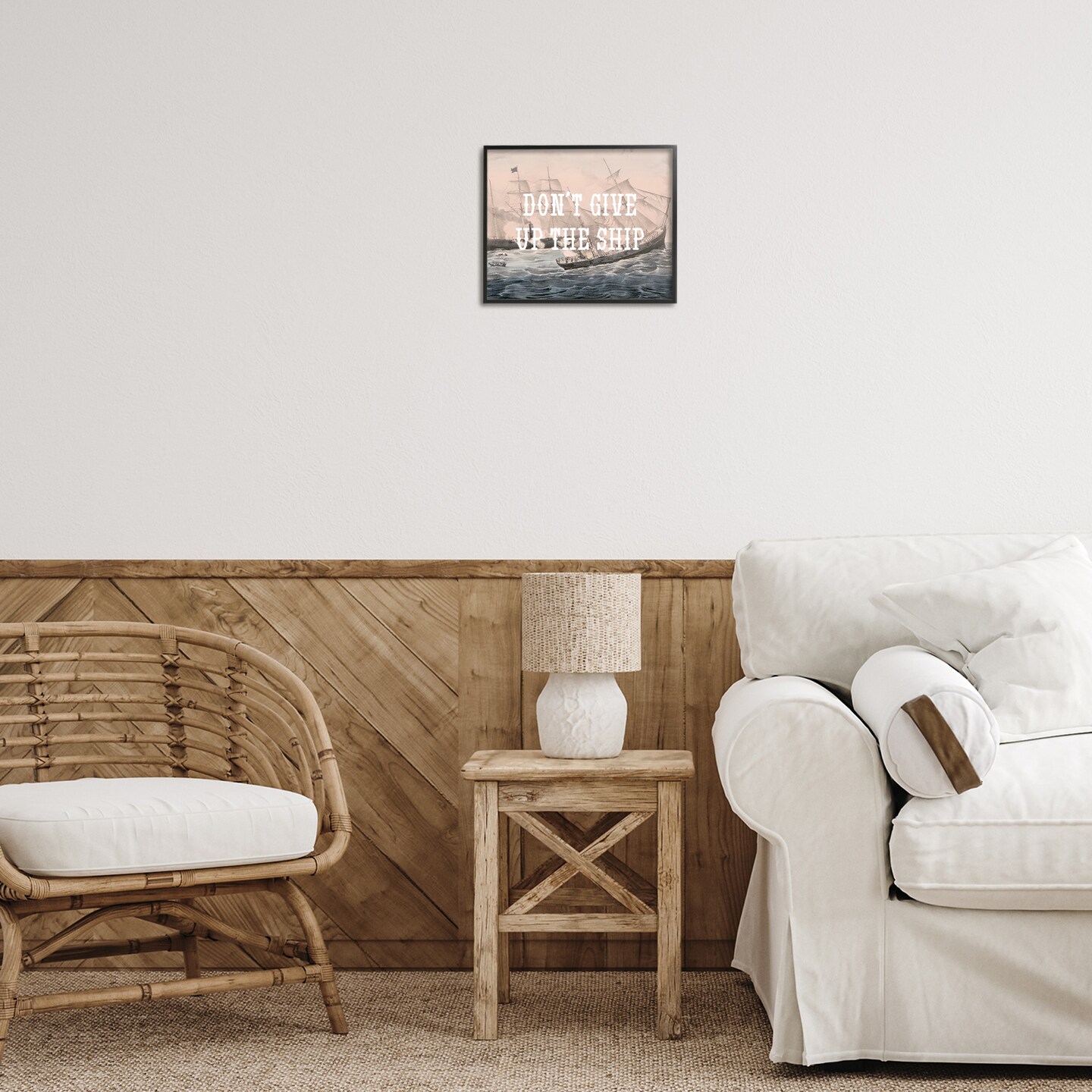 Stupell Industries Don't Give Up Ship Framed Giclee Wall Art Design by Daphne Polselli
