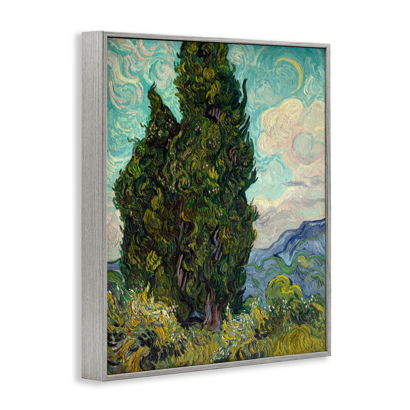 Stupell Industries Van Gogh Cypress Landscape Framed Giclee Wall Art Design by one1000paintings