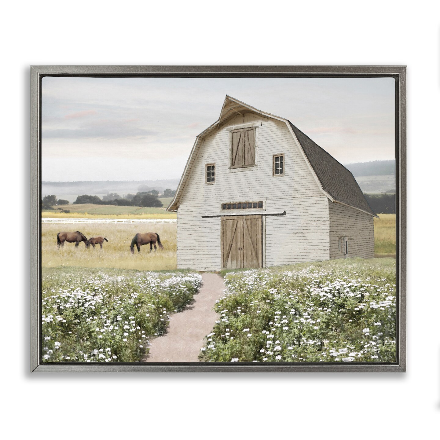 Stupell Industries Charming Path to Barn Framed Floater Canvas Wall Art Design by Amber Sterling