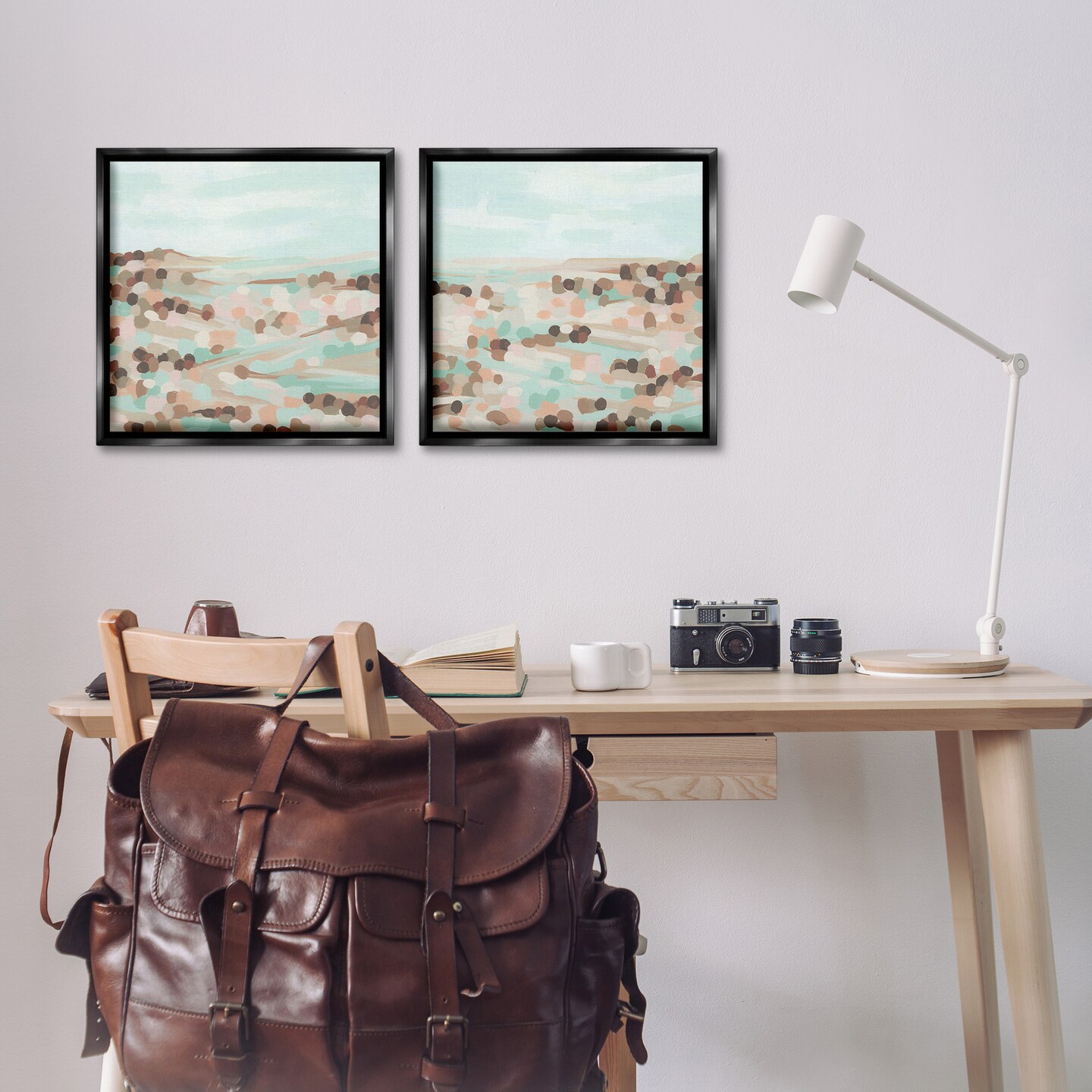 Stupell Industries Mint Pastel Abstract Vista 2 pc Framed Floater Canvas Wall Art Set Design by June Erica Vess