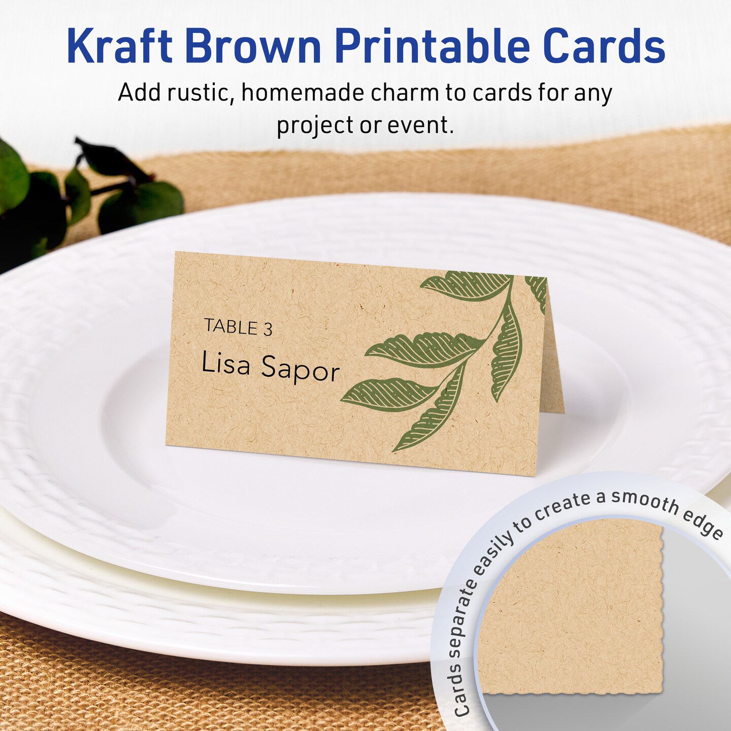 Avery Kraft Brown Tent Cards, 2-1/6&#x22; x 4&#x22; Rectangle