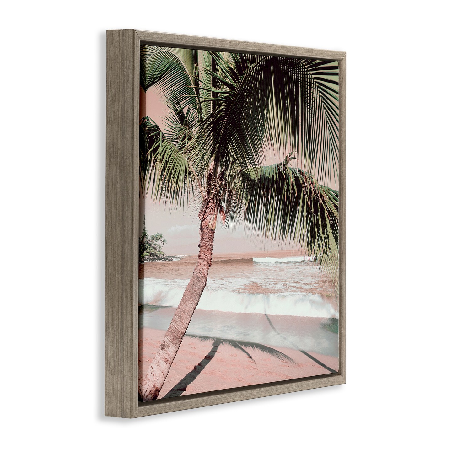 Stupell Industries Palm Tree Shadow on Sand Framed Floater Canvas Wall Art Design by Danita Delimont